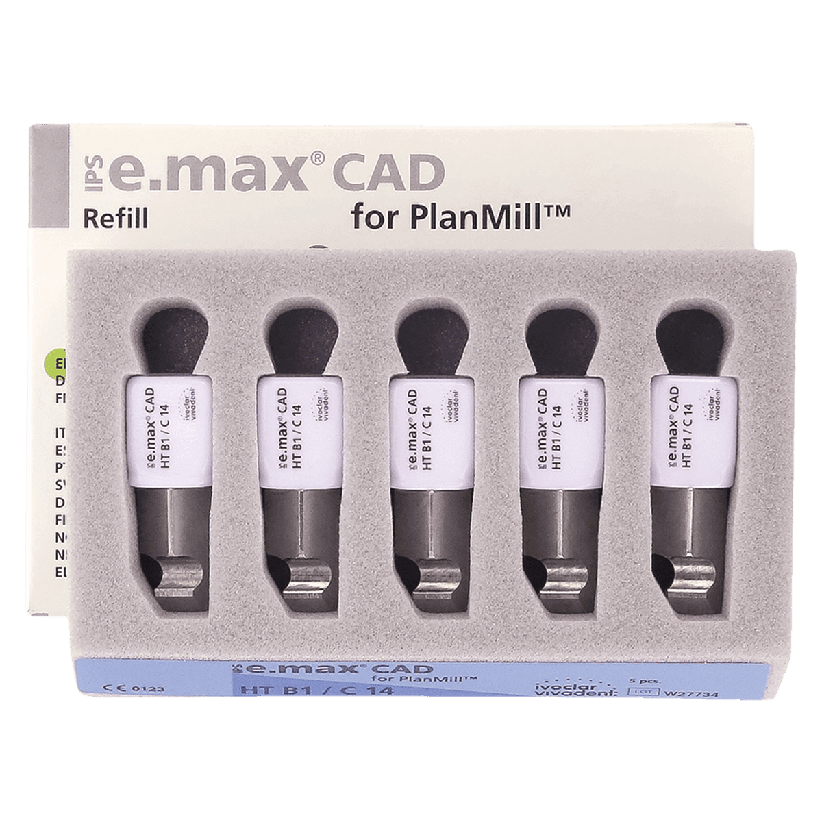 IPS e.max CAD PlanMill HT B1 C14 Milling Blocks, High Translucency, Shade B1, 5/Pkg thumbnail 2