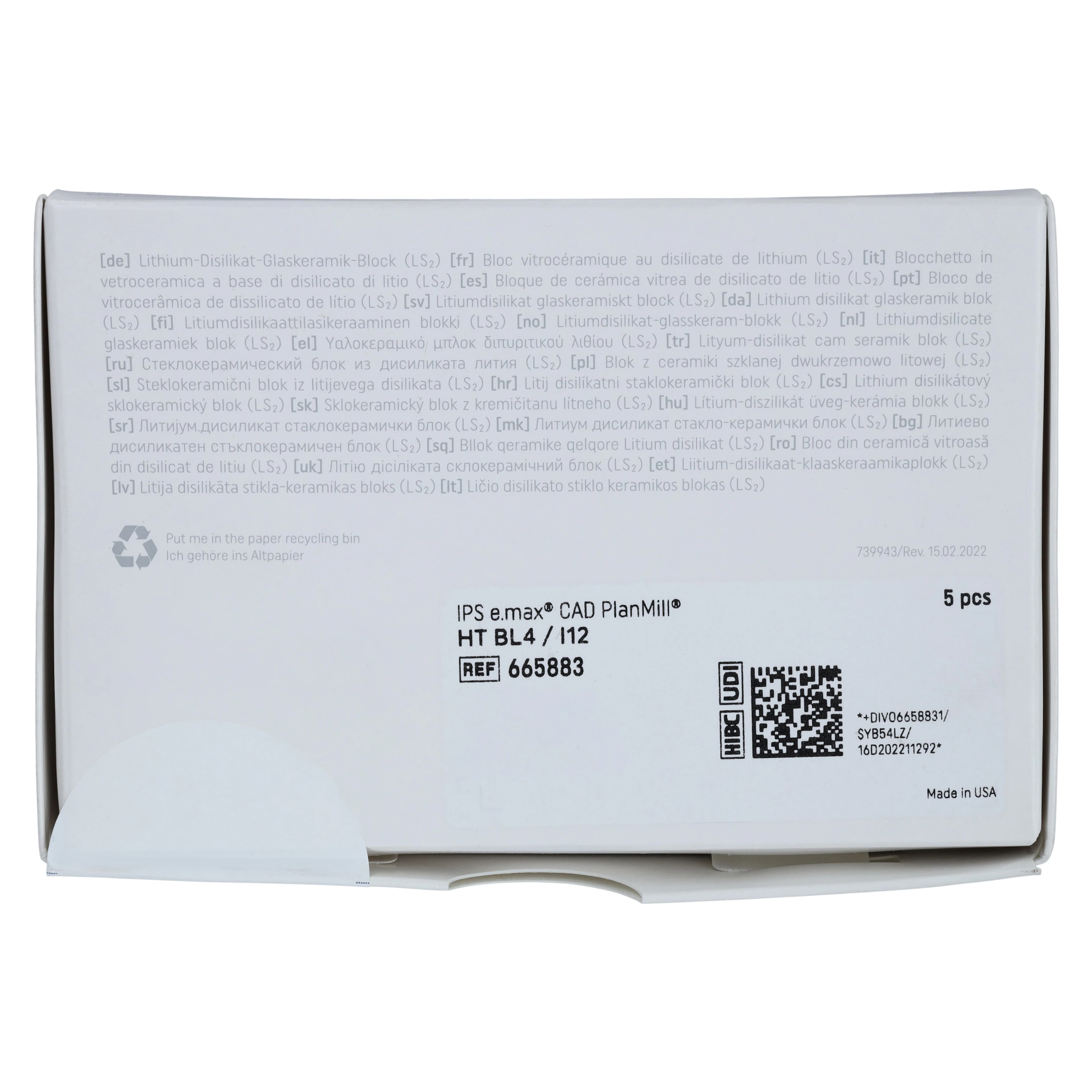 IPS e.max CAD PlanMill Blocks, High Translucency, Shade BL4, Size I12, 5/Box thumbnail 7