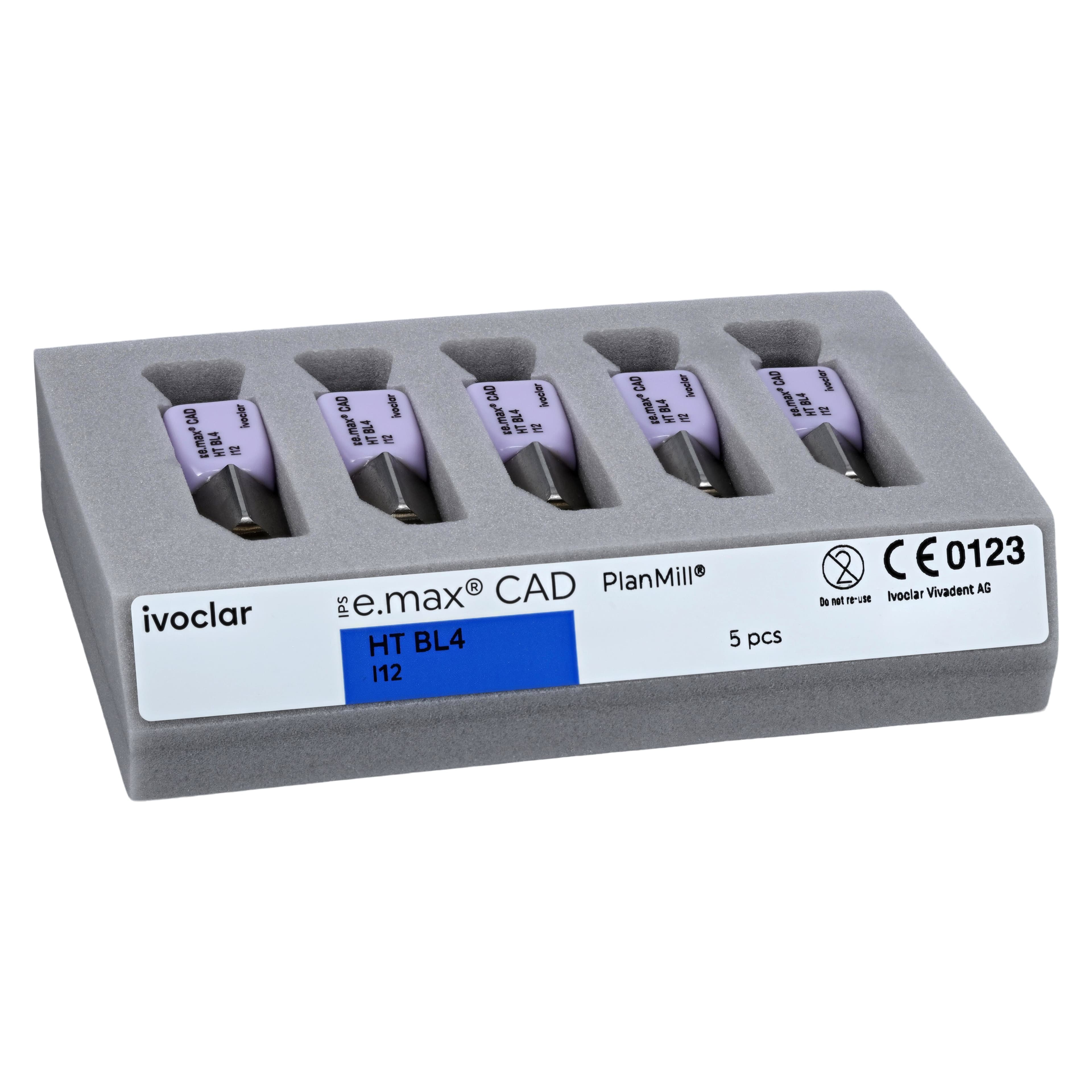 IPS e.max CAD PlanMill Blocks, High Translucency, Shade BL4, Size I12, 5/Box thumbnail 3