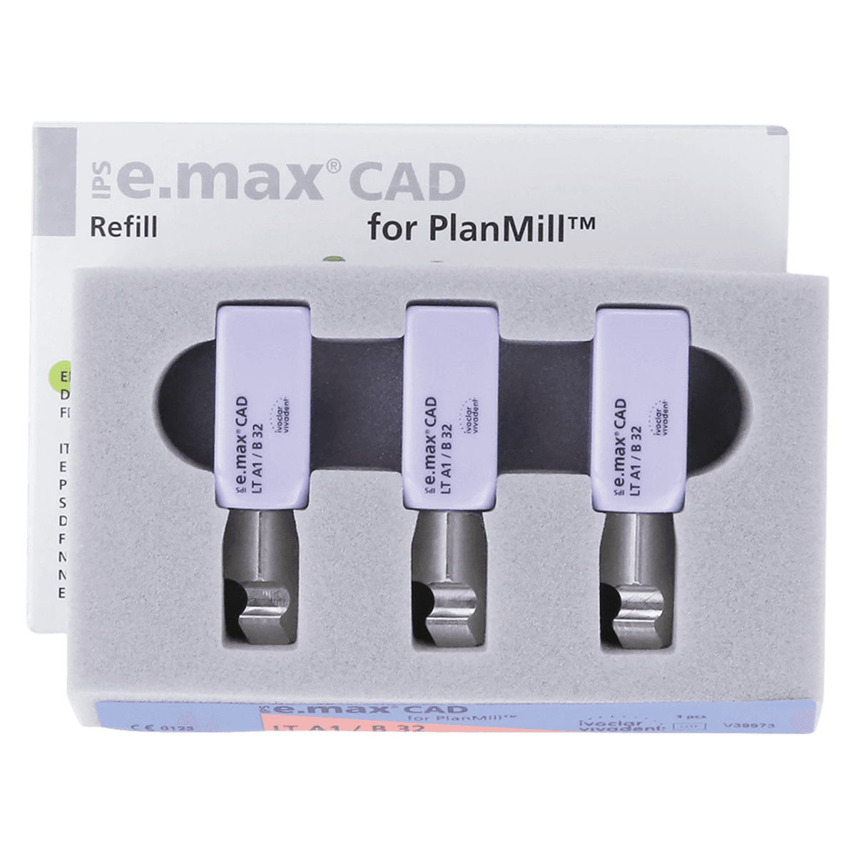 IPS e.max CAD PlanMill Blocks, Low Translucency, Shade A1, B32, Pack of 3 thumbnail 2