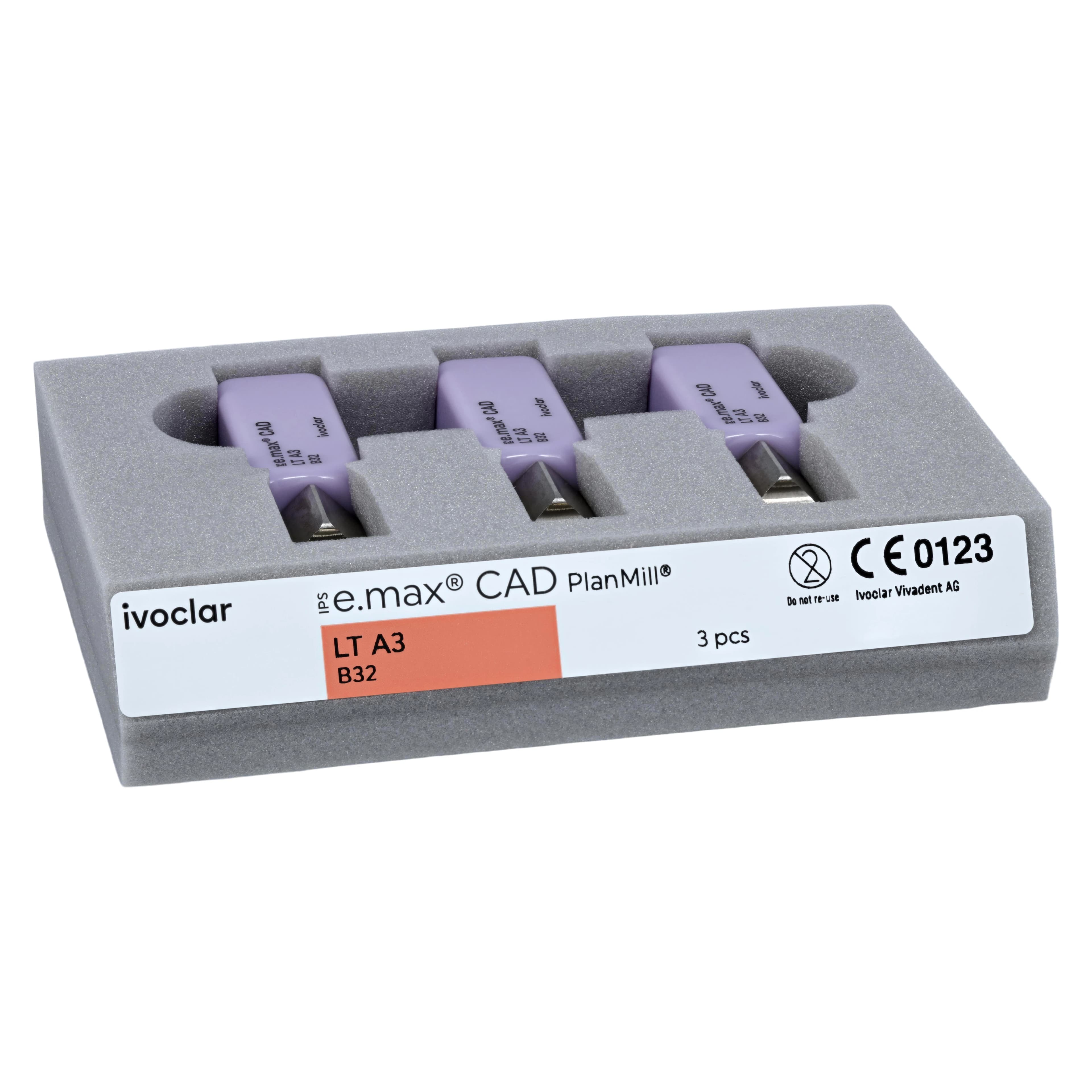 IPS e.max CAD PlanMill Blocks, Low Translucency (LT), Shade A3, Size B32, Pack of 3 thumbnail 3
