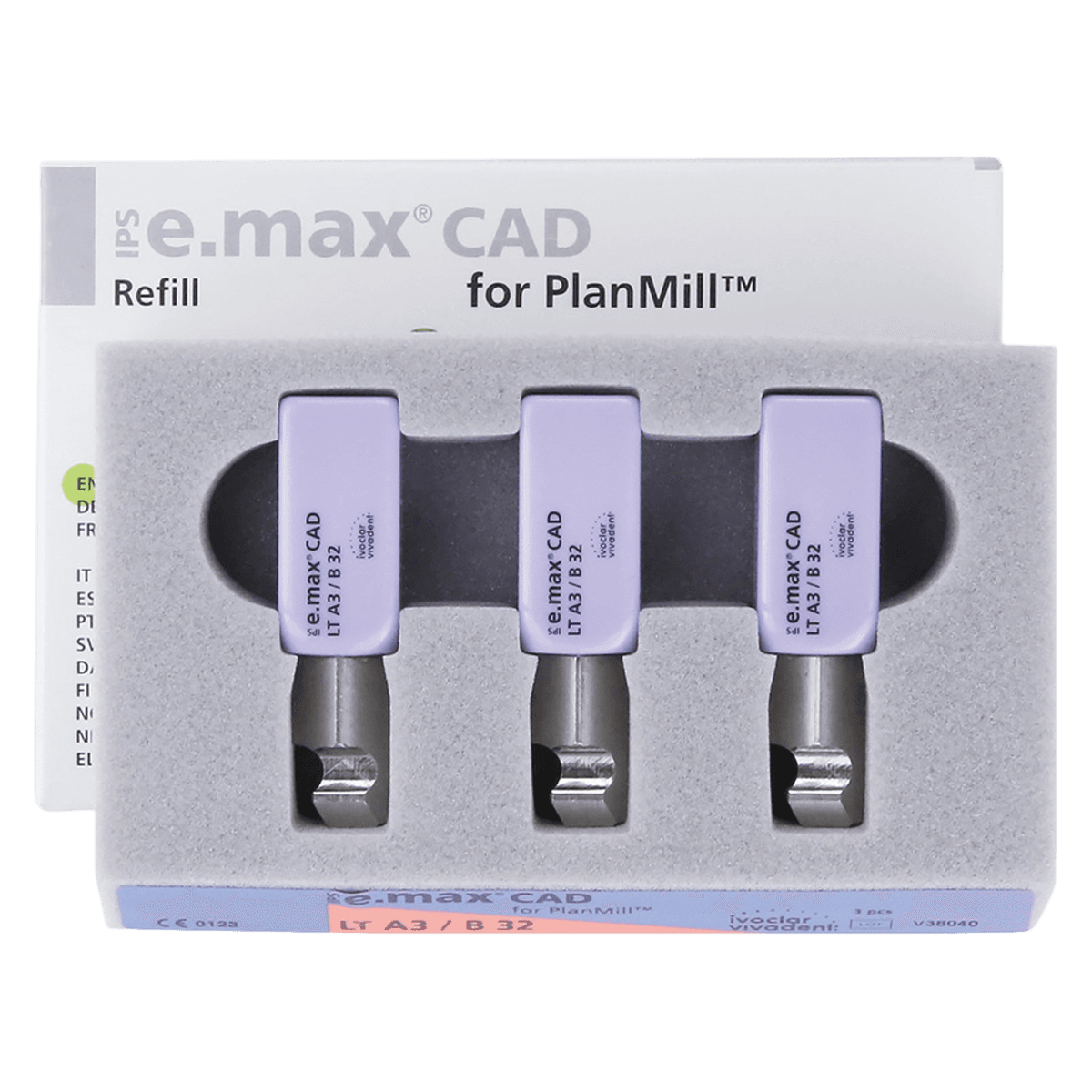 IPS e.max CAD PlanMill Blocks, Low Translucency (LT), Shade A3, Size B32, Pack of 3 thumbnail 2