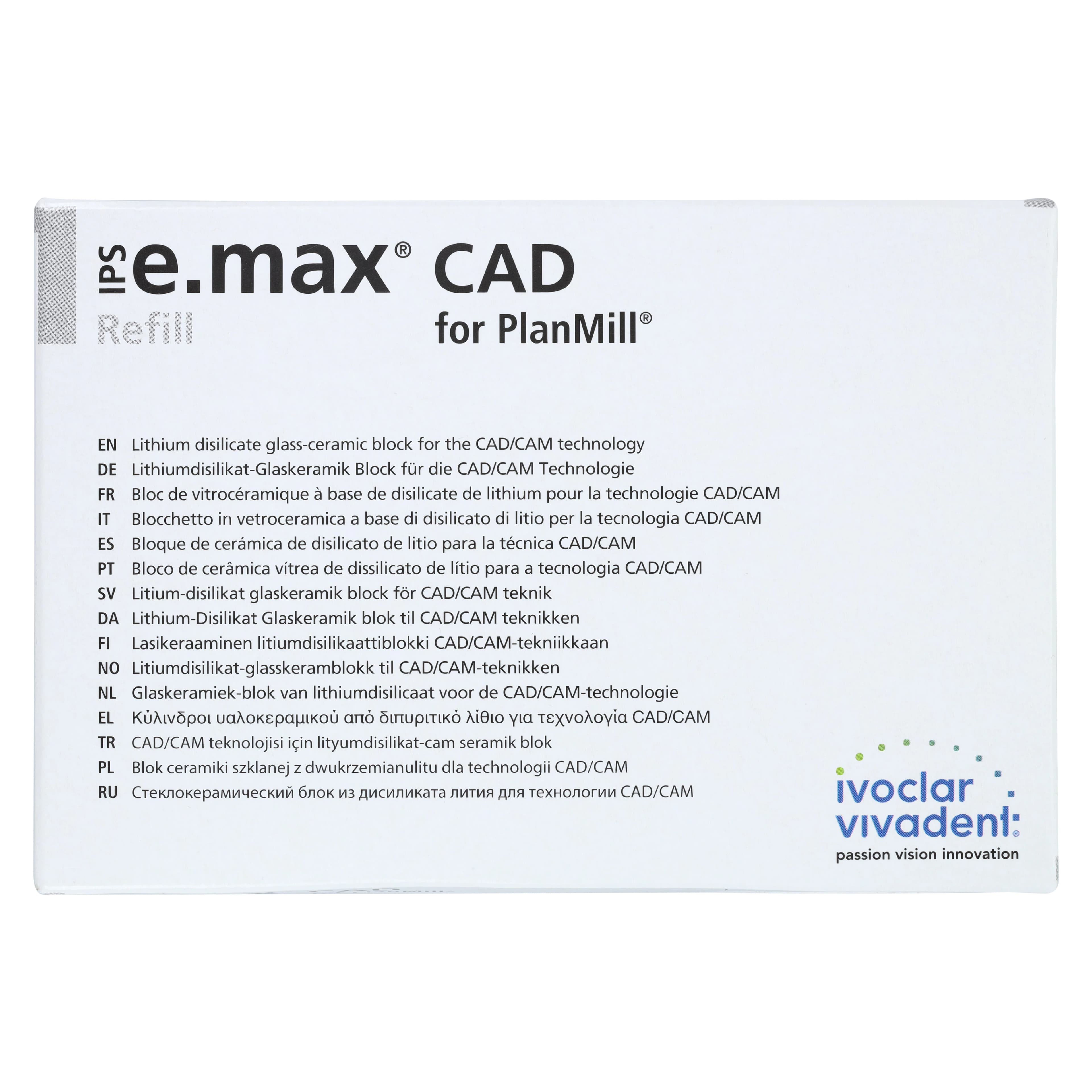 IPS e.max CAD PlanMill Blocks, Low Translucency, Shade A1, C16, 5/Box thumbnail 4