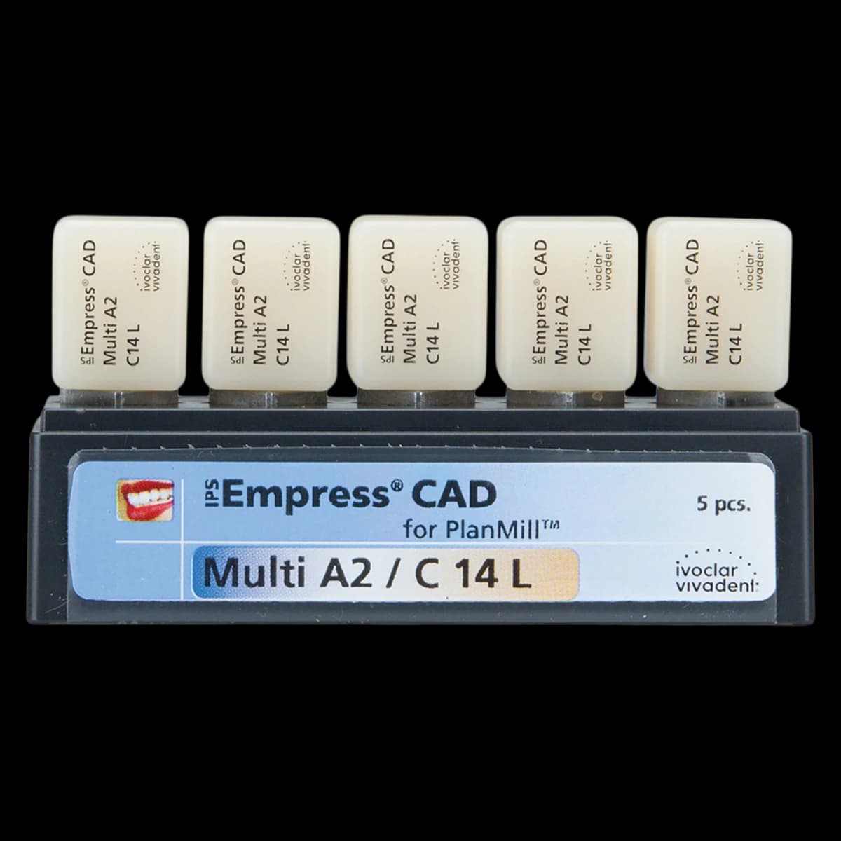 IPS Empress CAD Multi C14L Milling Blocks, Shade A2, for PlanMill, 5/Box - IPS Empress CAD Multi C14L for PlanMill - Image 1