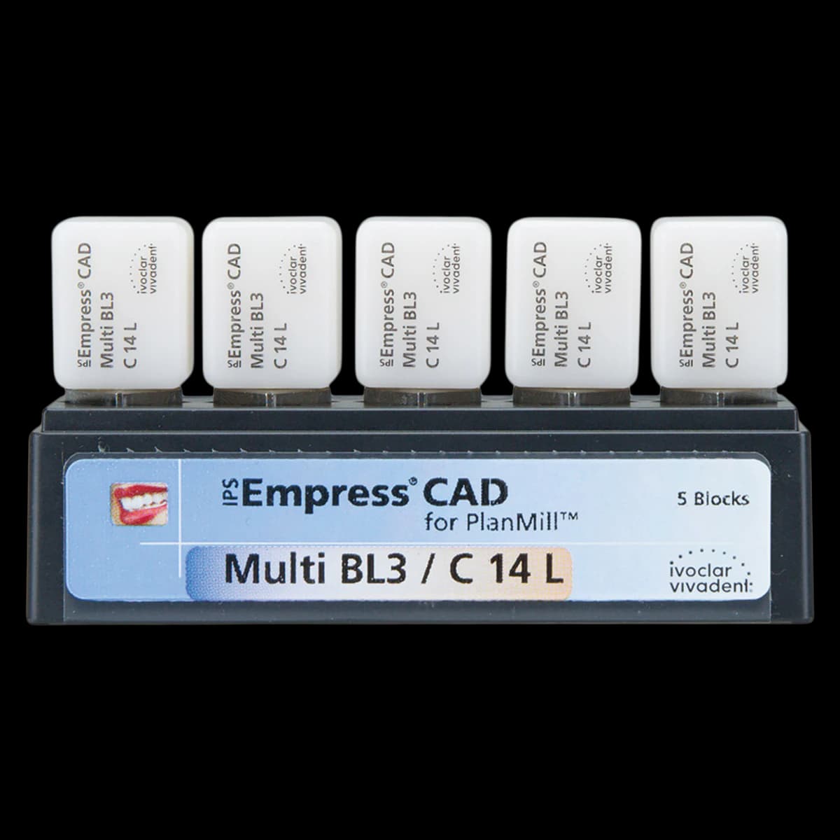 IPS Empress CAD Multi C14L Milling Blocks, Shade BL3, for PlanMill, 5/Box - IPS Empress CAD Multi C14L for PlanMill - Image 1