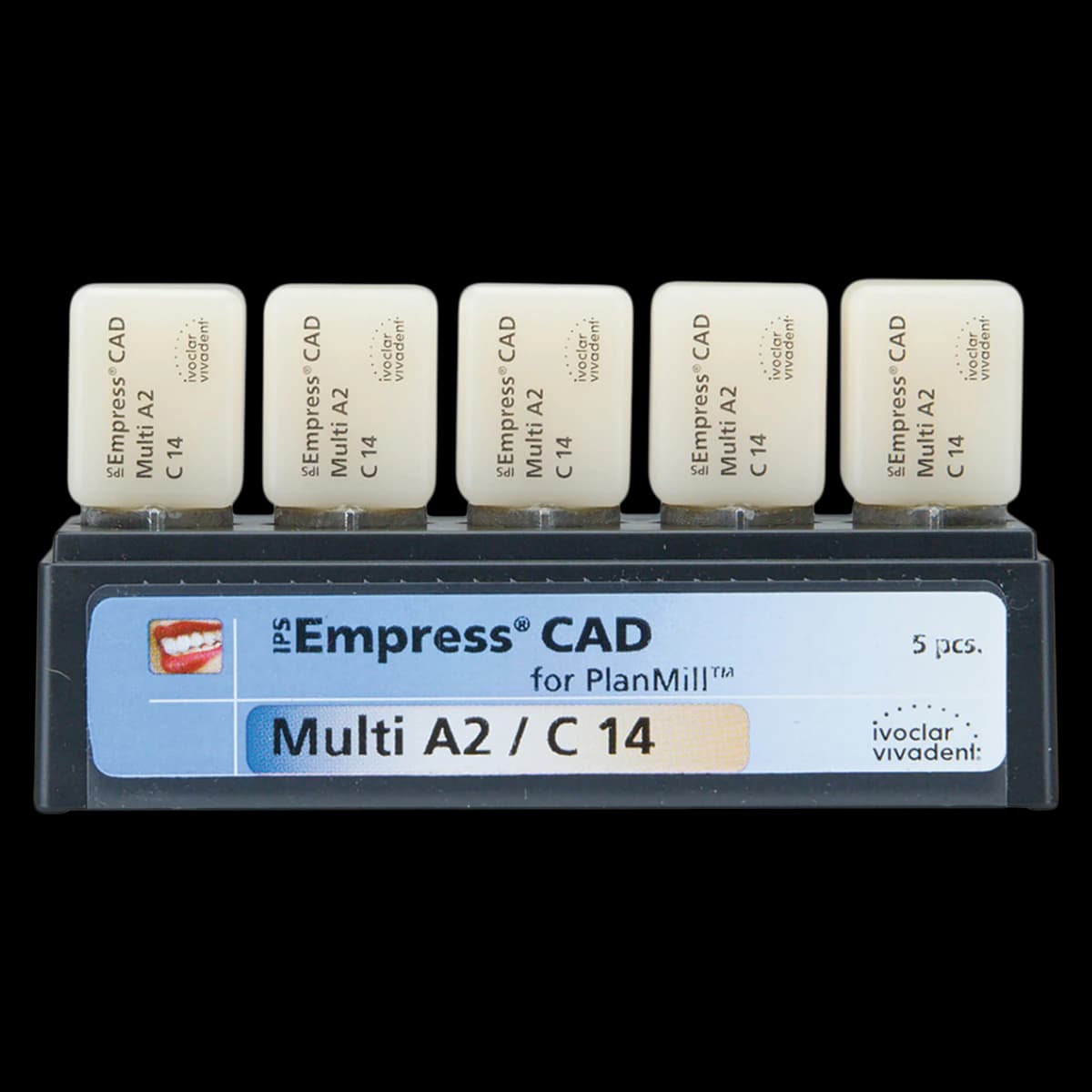 IPS Empress CAD Multi C14 Milling Blocks, Shade A2, for PlanMill, 5/Box - IPS Empress CAD Multi C14 for PlanMill - Image 1