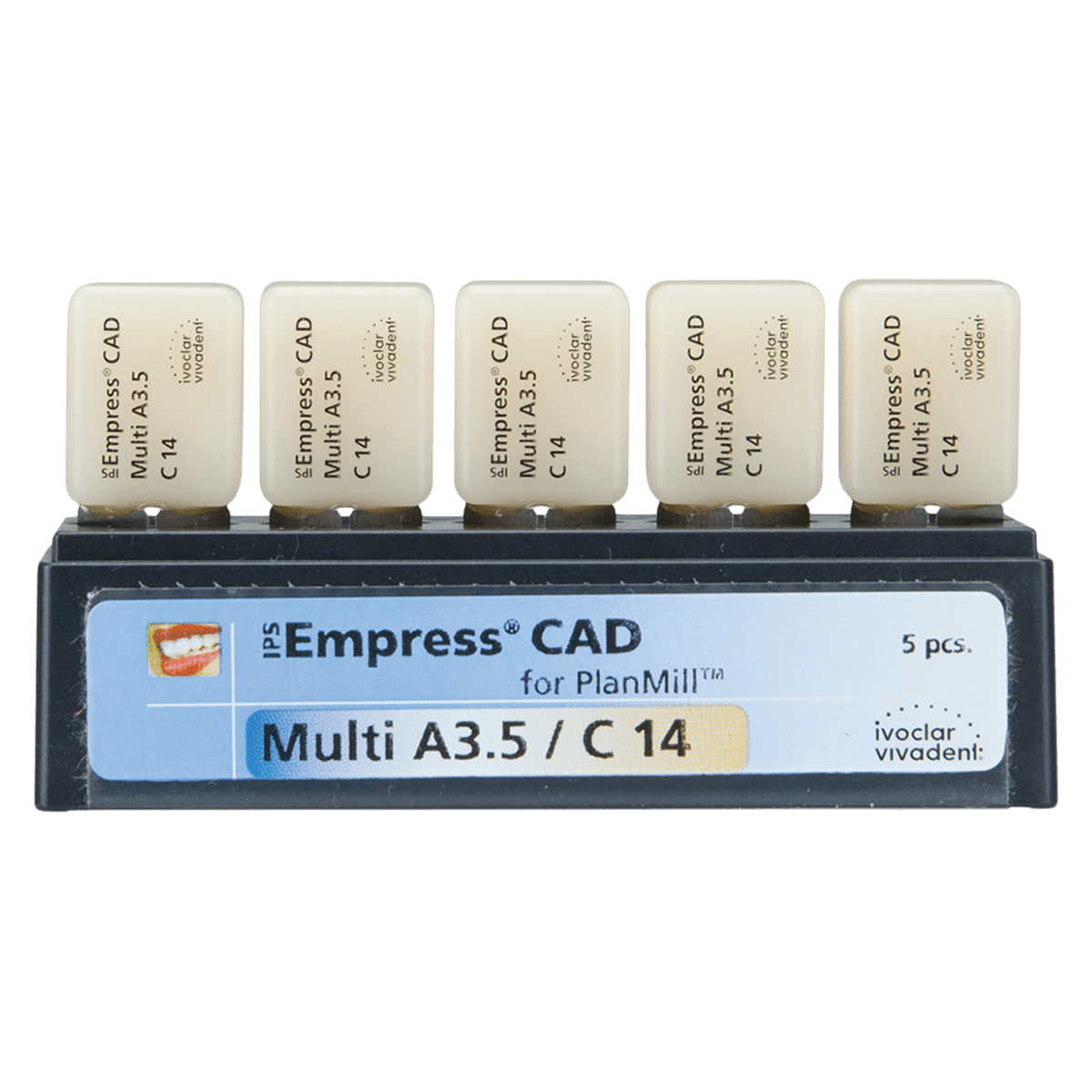 IPS Empress CAD Multi Leucite Glass-Ceramic Milling Block, C14, Shade A3.5, for PlanMill, 5/Box thumbnail 2