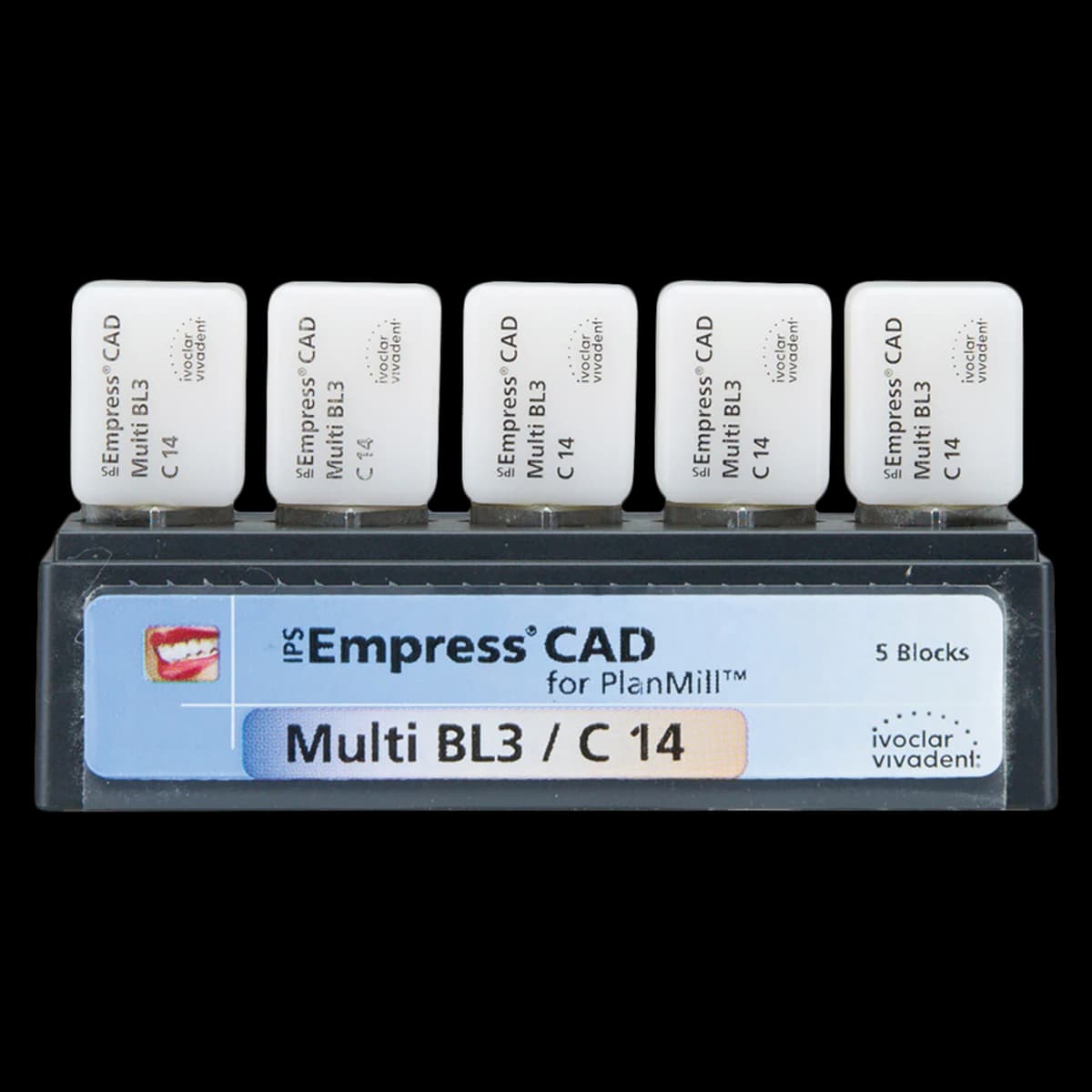 IPS Empress CAD Multi C14 Milling Blocks for PlanMill, Shade BL3, 5/Box - IPS Empress CAD Multi C14 for PlanMill - Image 1