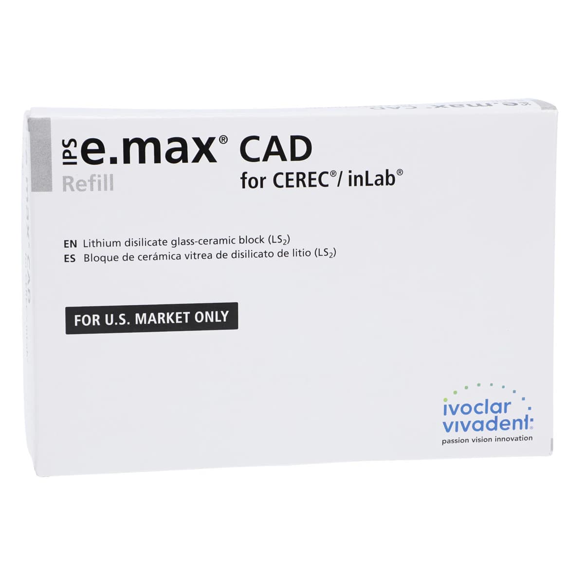 IPS e.max CAD LT (Low Translucency) Milling Blocks, Size I12, Shade A2, 5/Pkg - IPS e.max CAD CEREC/inLab LT A2 I12 (5) - Image 1