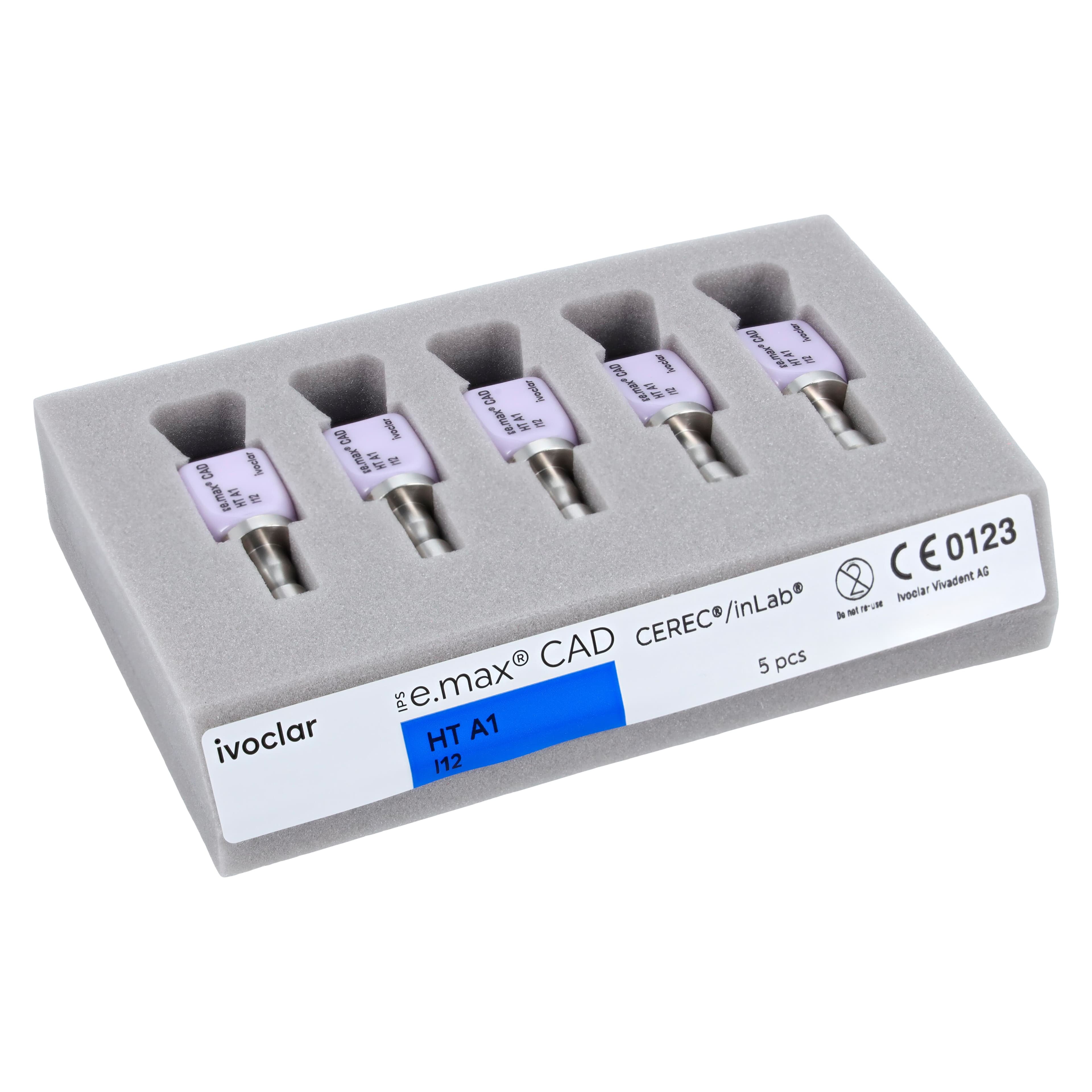 IPS e.max CAD HT CEREC/inLab Milling Block, Shade A1, Size I12, 5/Pkg thumbnail 3