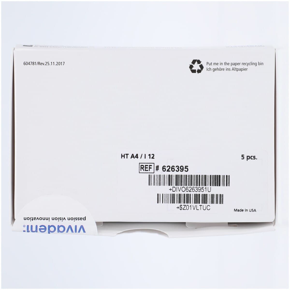 IPS e.max CAD HT (High Translucency) Lithium Disilicate Milling Block, Shade A4, Size I12, for CEREC/inLab, 5/Pkg thumbnail 6