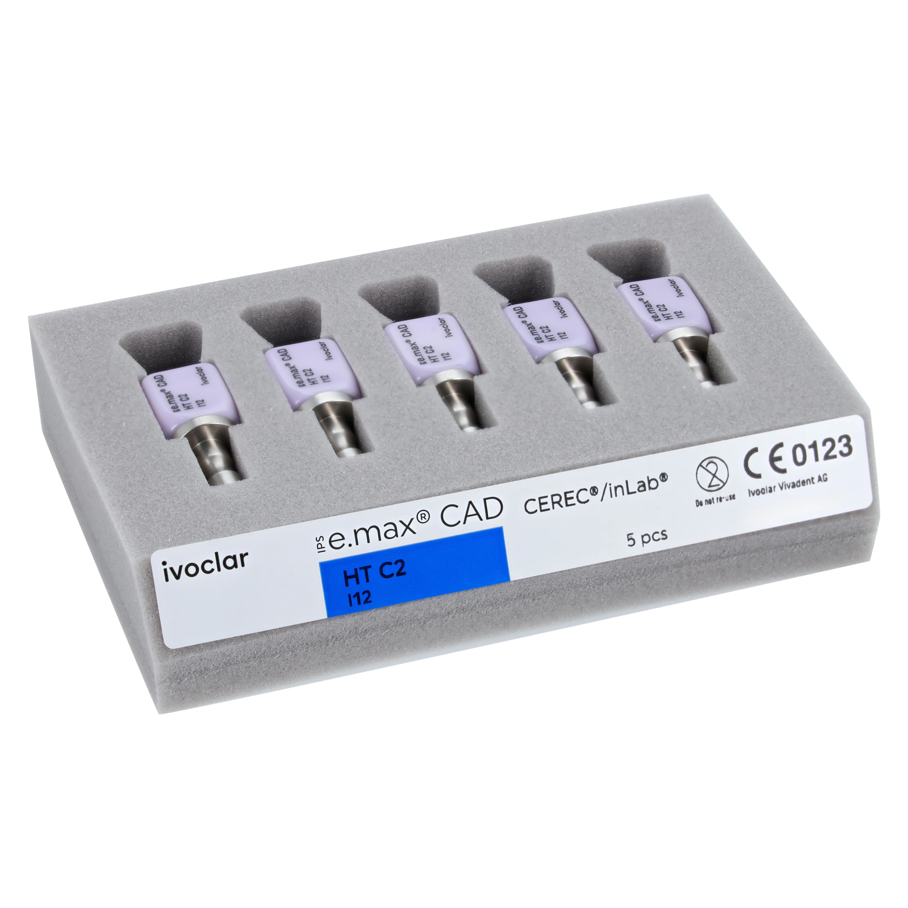 IPS e.max CAD CEREC/inLab HT Block, Shade C2, Size I12, High Translucency, 5/Pkg thumbnail 3