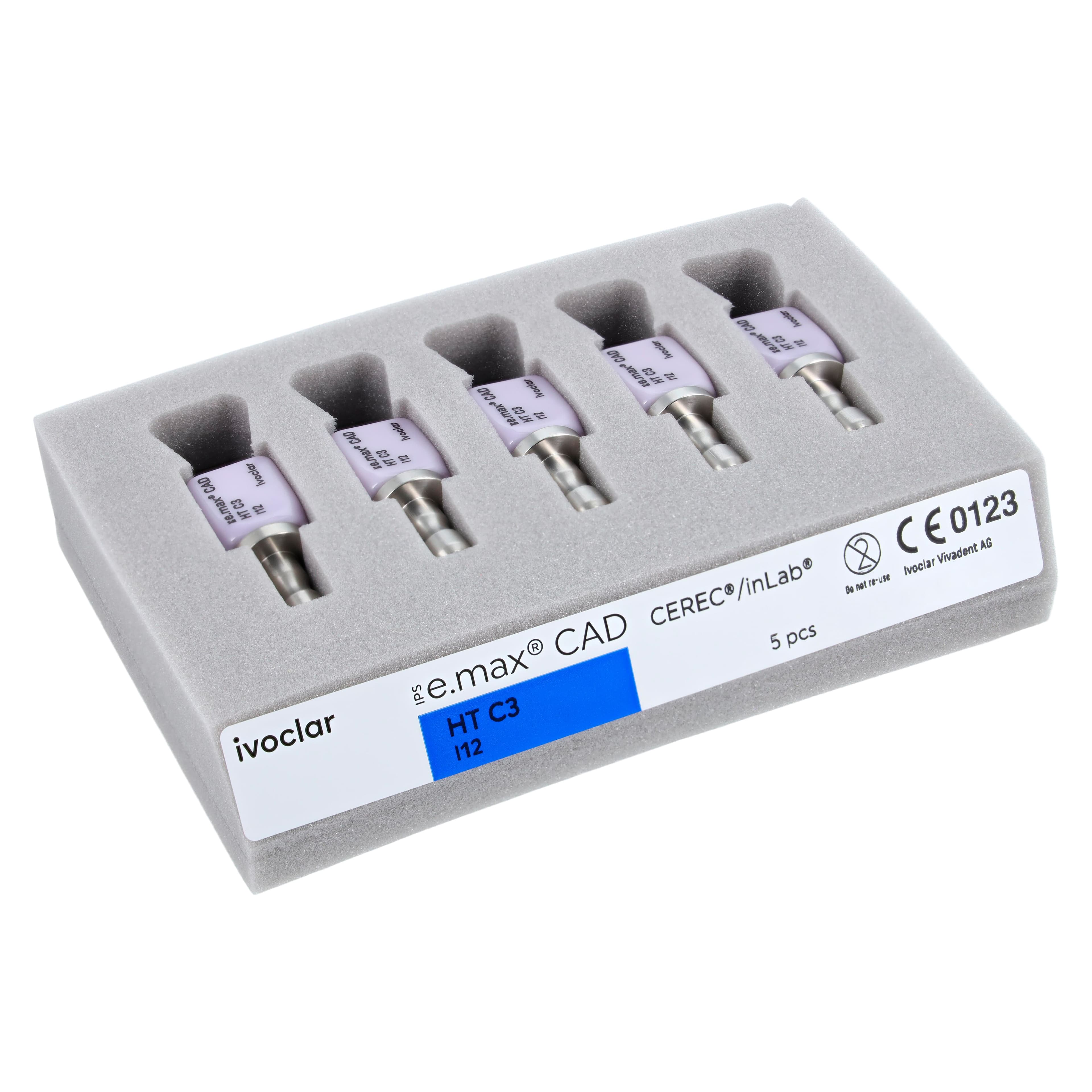 IPS e.max CAD CEREC/inLab HT Block, Shade C3, Size I12, High Translucency, 5/Pkg thumbnail 2
