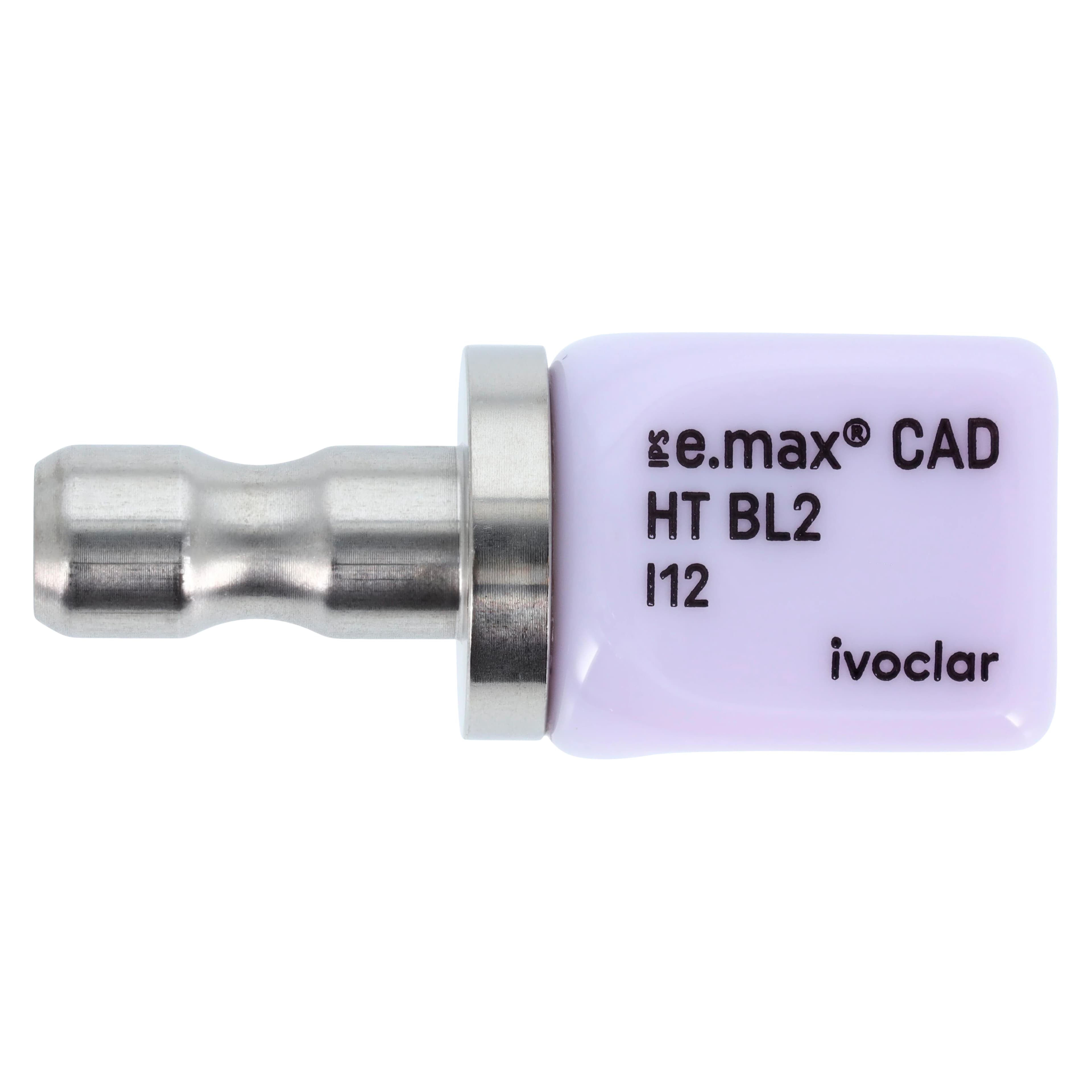 IPS e.max CAD HT Lithium Disilicate Milling Block, Size I12, Shade BL2, for CEREC/inLab, 5/Box - IPS e.max CAD HT I12 for CEREC - Image 1