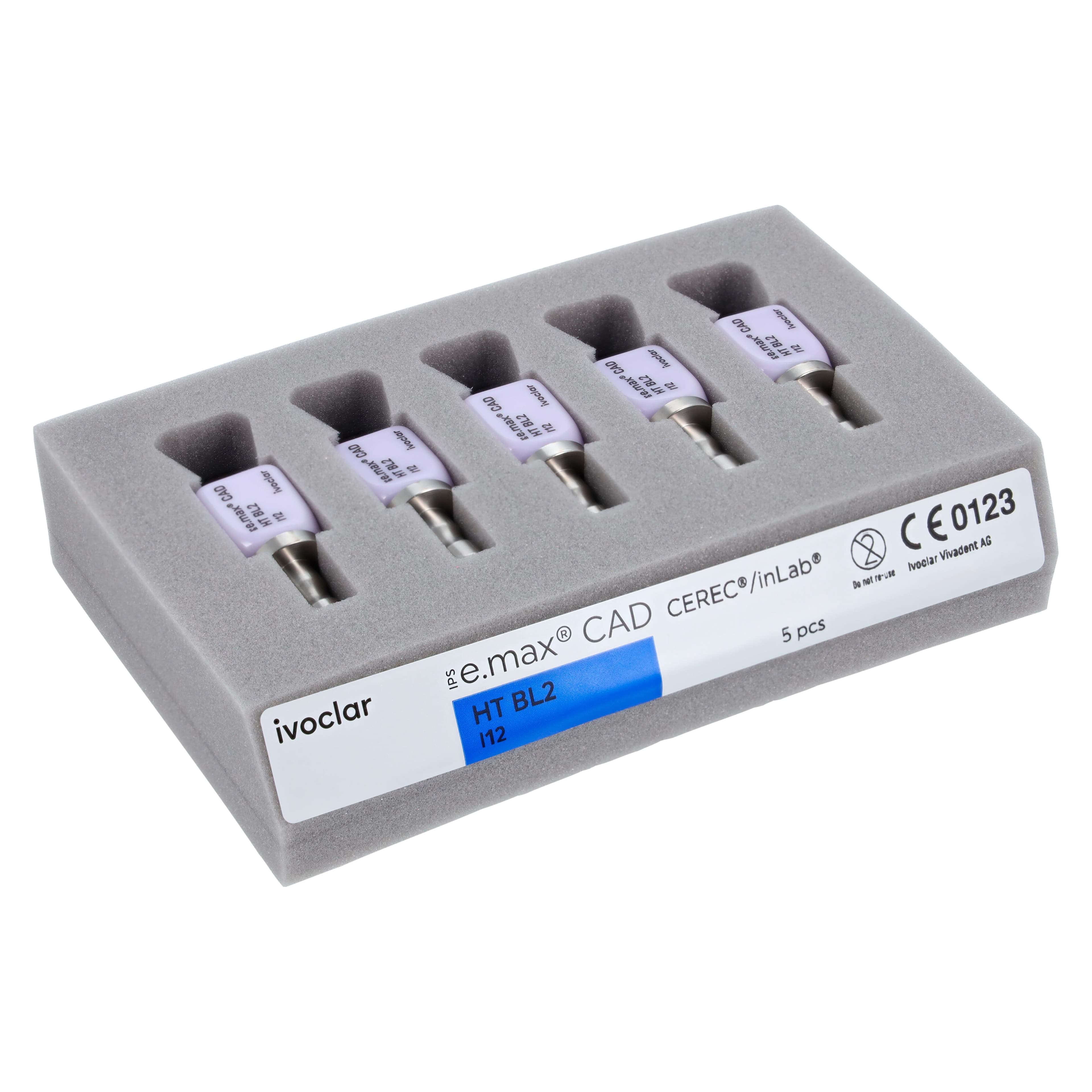 IPS e.max CAD HT Lithium Disilicate Milling Block, Size I12, Shade BL2, for CEREC/inLab, 5/Box thumbnail 3