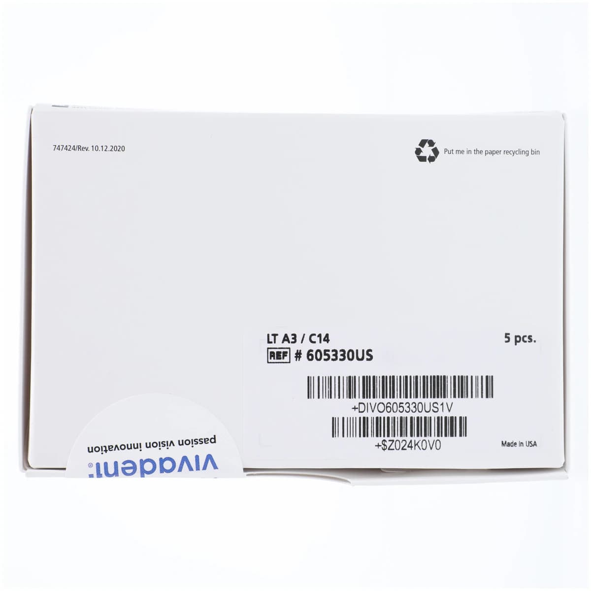 IPS e.max CAD LT (Low Translucency) Milling Blocks, Size C14, Shade A3, 5/Pkg thumbnail 8