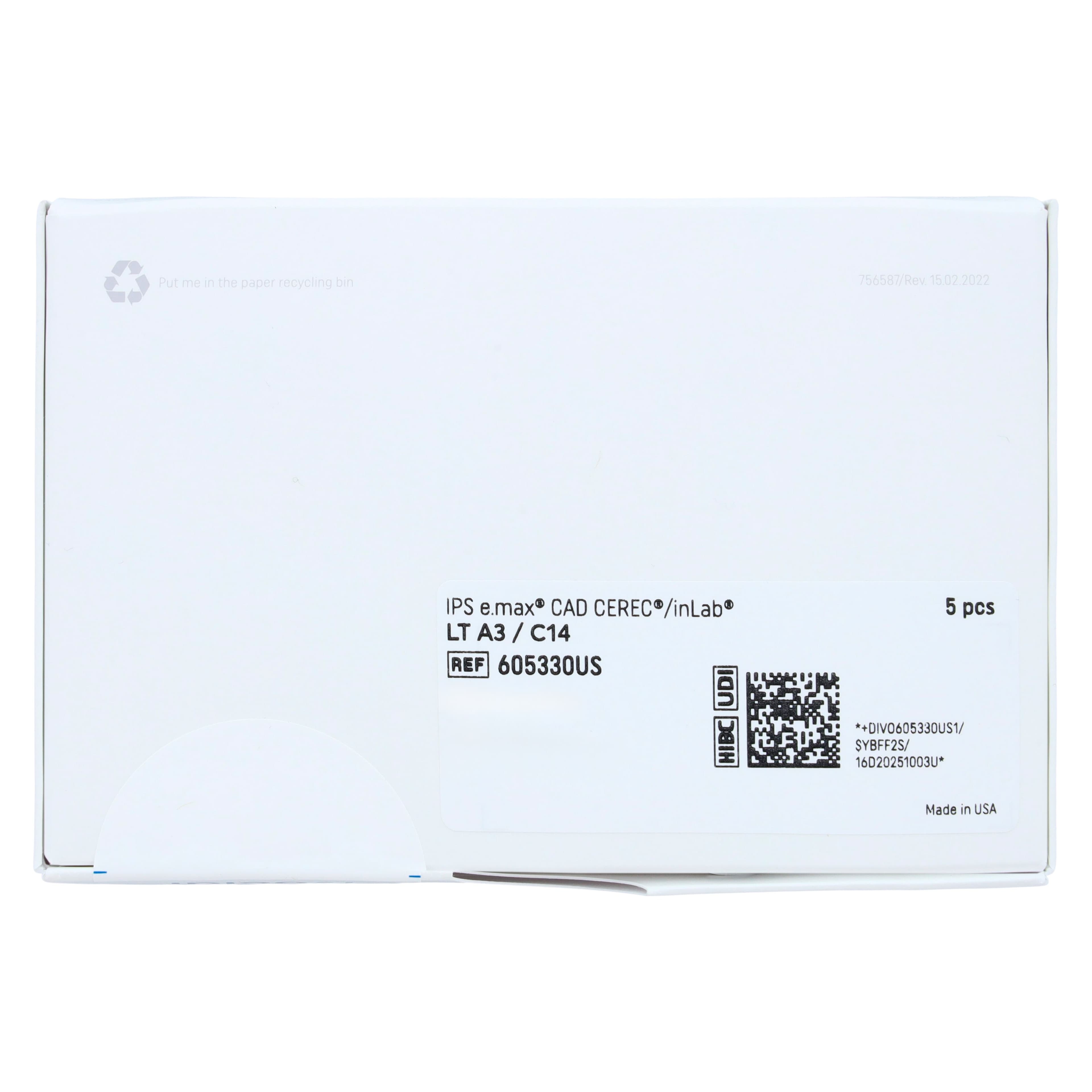 IPS e.max CAD LT (Low Translucency) Milling Blocks, Size C14, Shade A3, 5/Pkg thumbnail 7