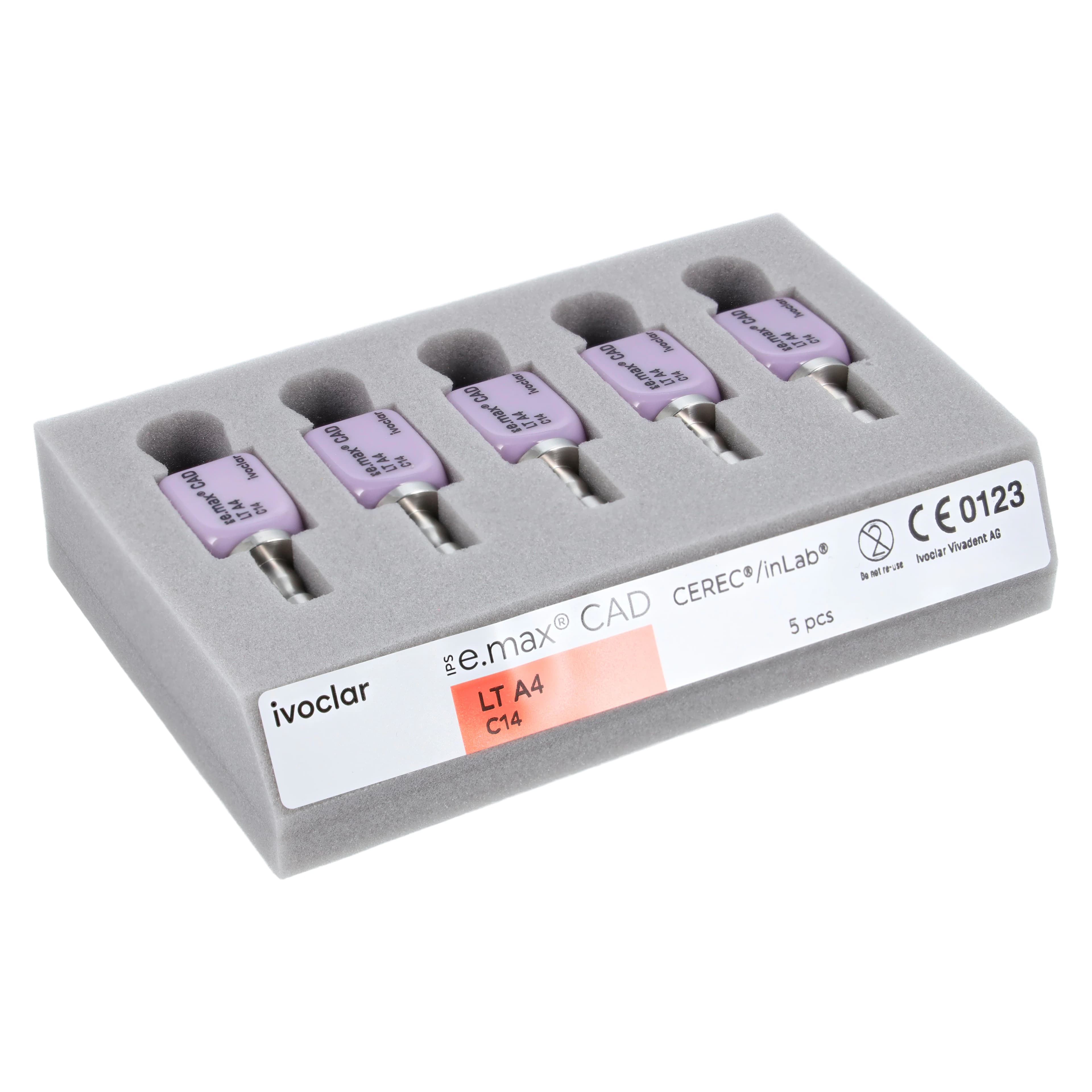 IPS e.max CAD LT (Low Translucency) Milling Blocks, Shade A4, Size C14, for CEREC/inLab, 5/Pkg thumbnail 2