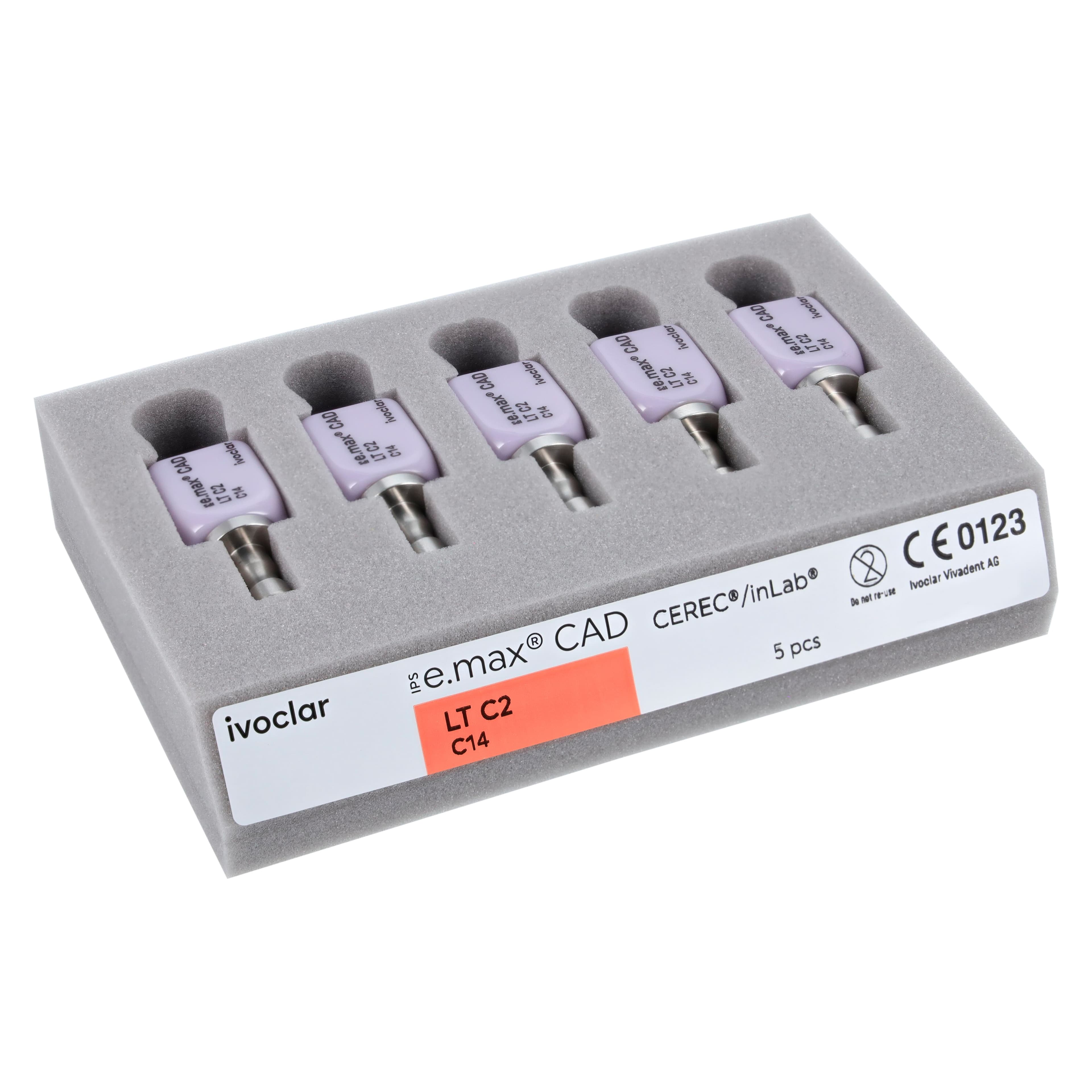 IPS e.max CAD LT (Low Translucency) Milling Blocks, Size C14, Shade C2, for CEREC/inLab, 5/Box thumbnail 2