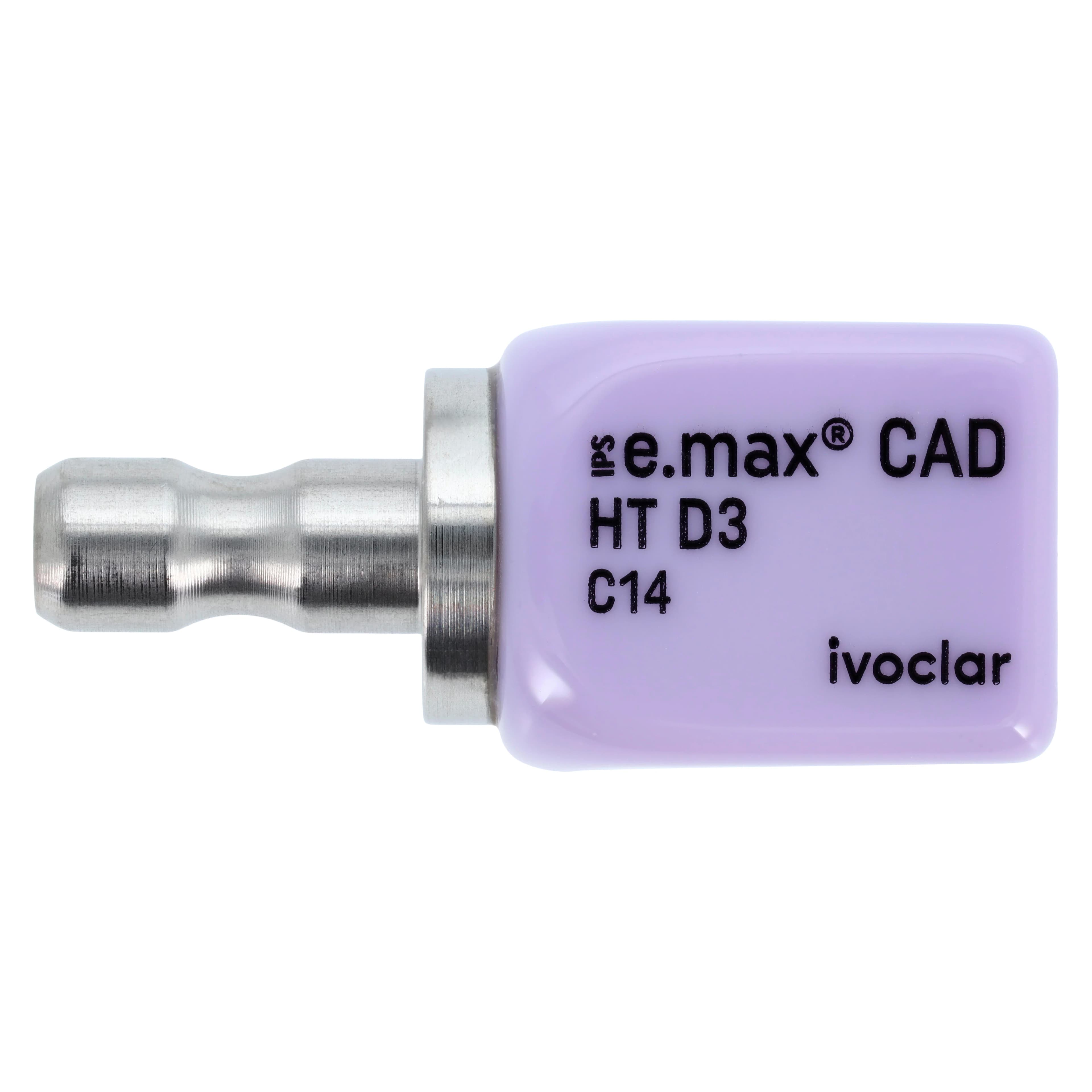 IPS e.max CAD CEREC/inLab HT Block, High Translucency, Shade D3, Size C14, 5/Pkg - IPS e.max CAD CEREC/inLab HT D3 C14 (5) - Image 1