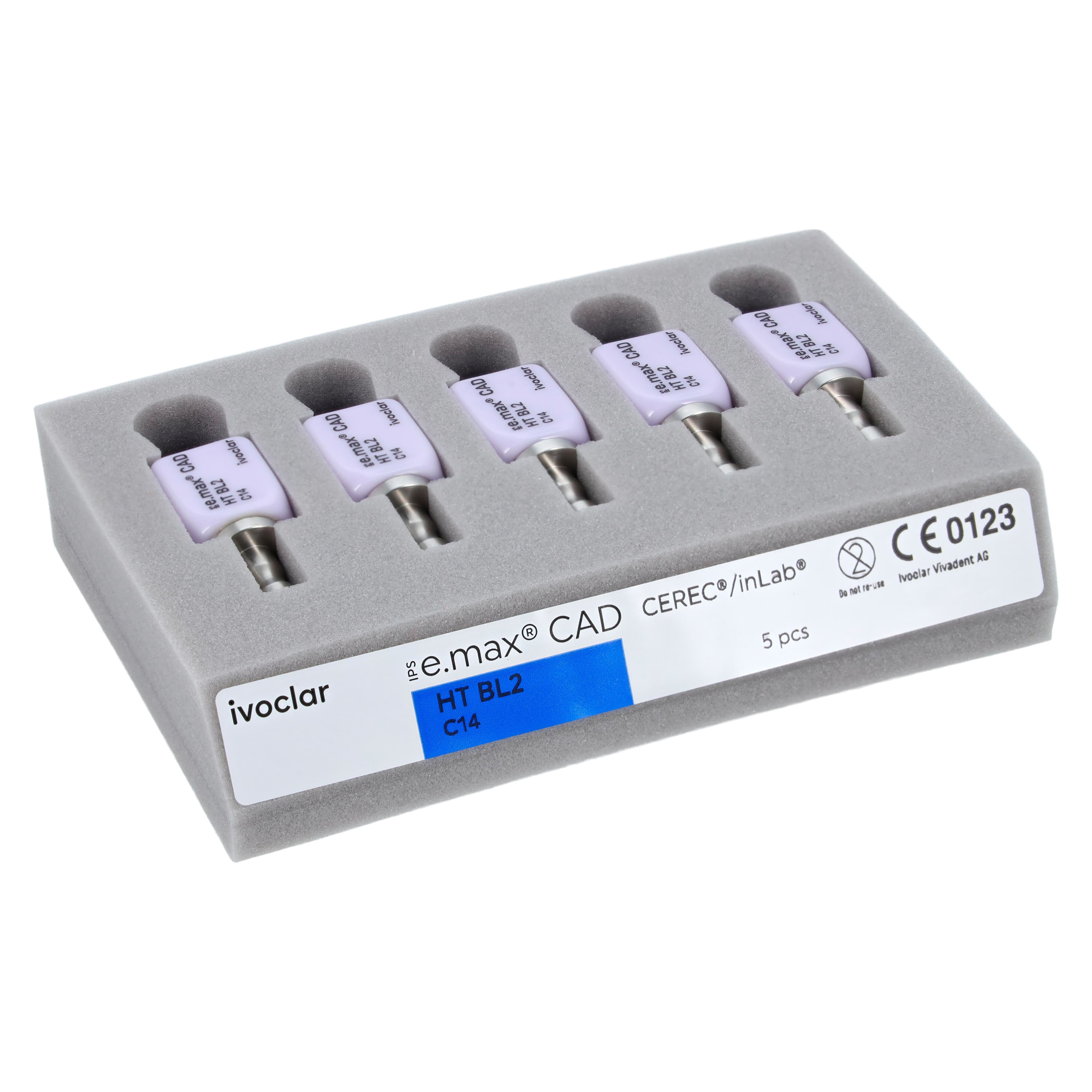 IPS e.max CAD HT Milling Block, High Translucency, Shade BL2, Size C14, for CEREC/inLab, 5/Box thumbnail 3