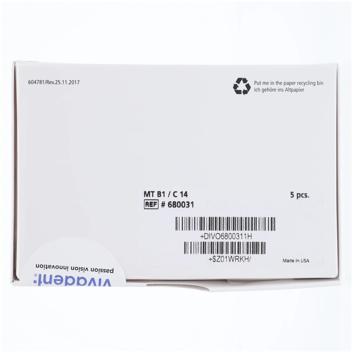 IPS e.max CAD MT (Medium Translucency) Lithium Disilicate Milling Blocks, Shade B1, Size C14, 5/Box thumbnail 9