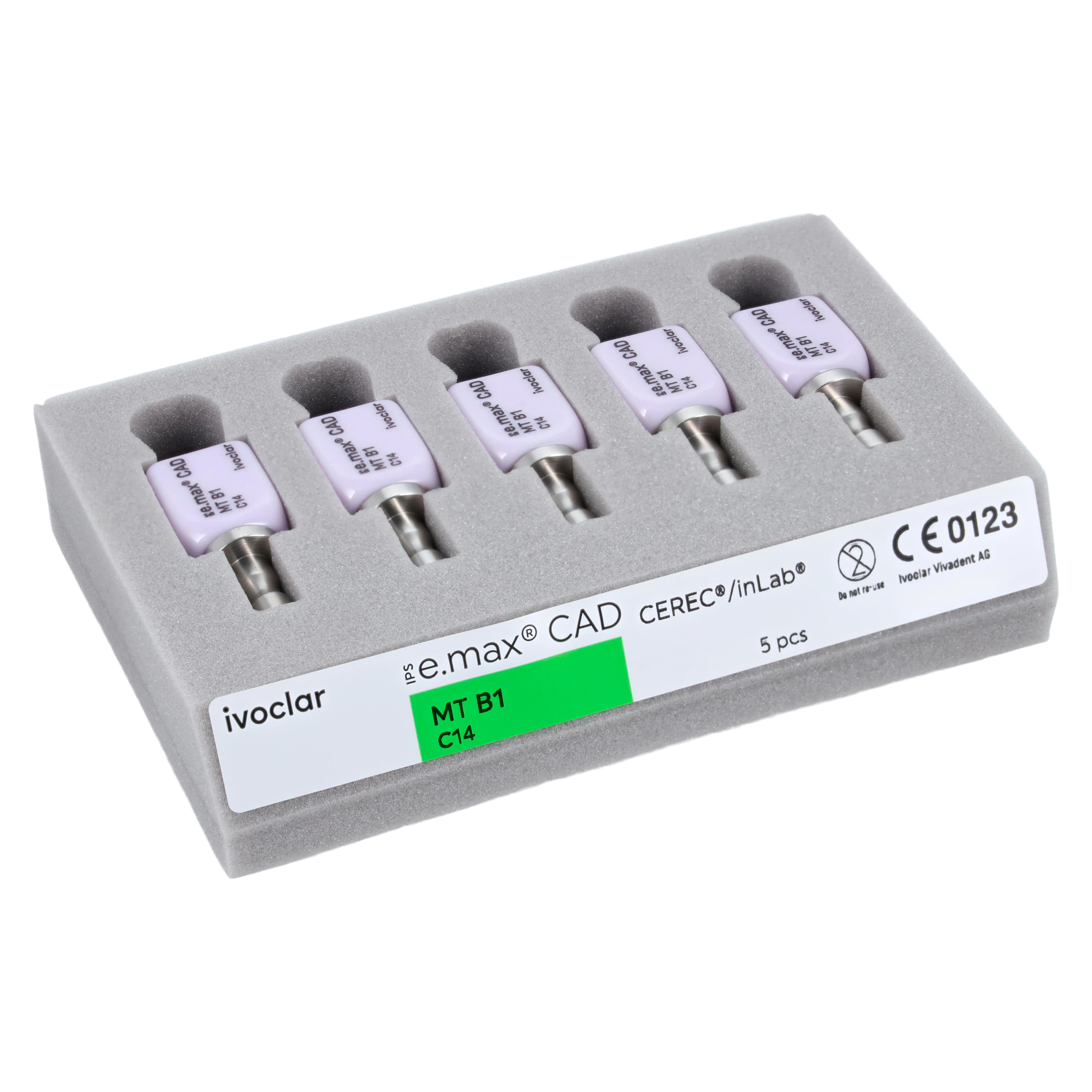 IPS e.max CAD MT (Medium Translucency) Lithium Disilicate Milling Blocks, Shade B1, Size C14, 5/Box thumbnail 4