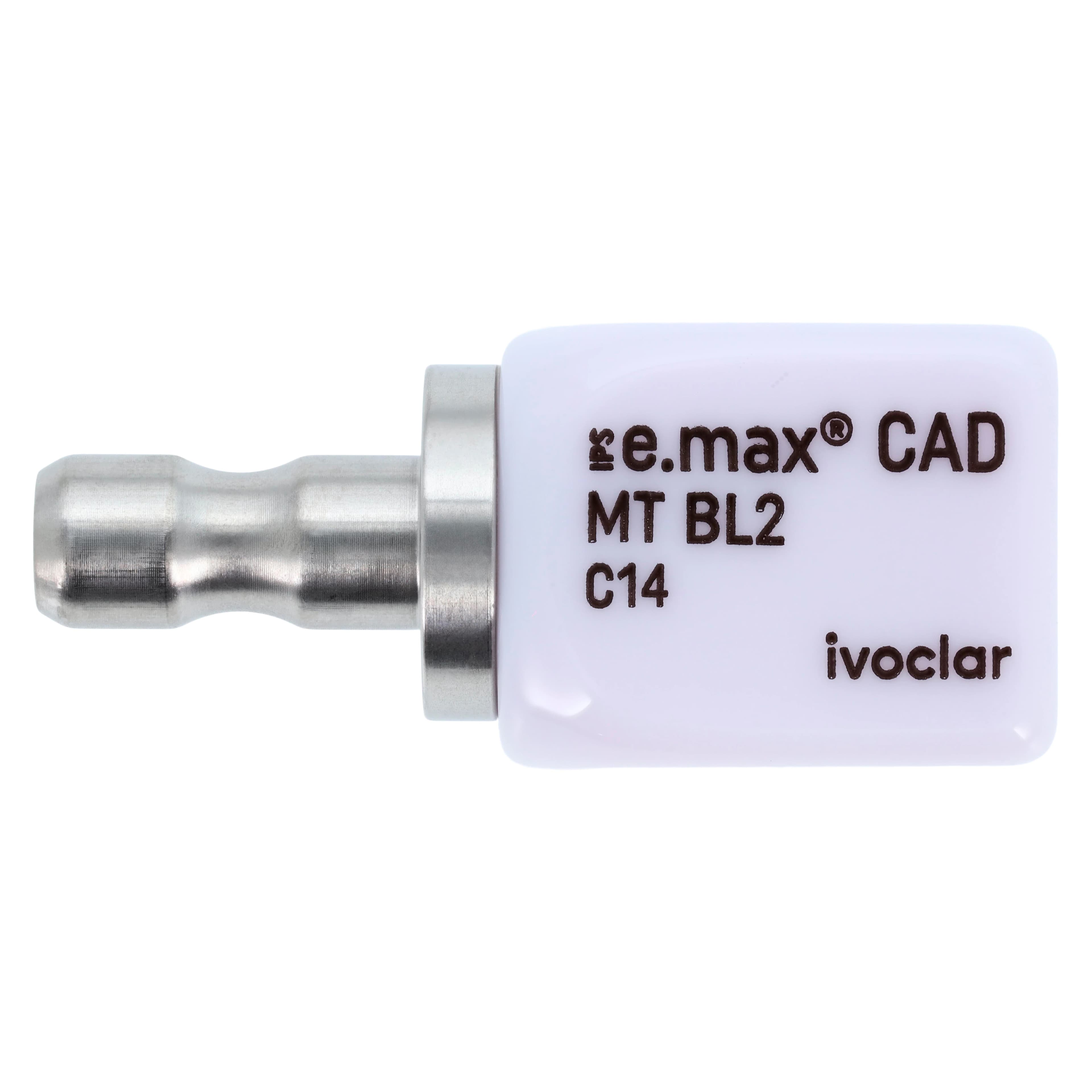 IPS e.max CAD MT (Medium Translucency) Lithium Disilicate Milling Blocks, Shade BL2, Size C14, 5/Box - IPS e.max CAD MT C14 for CEREC - Image 1