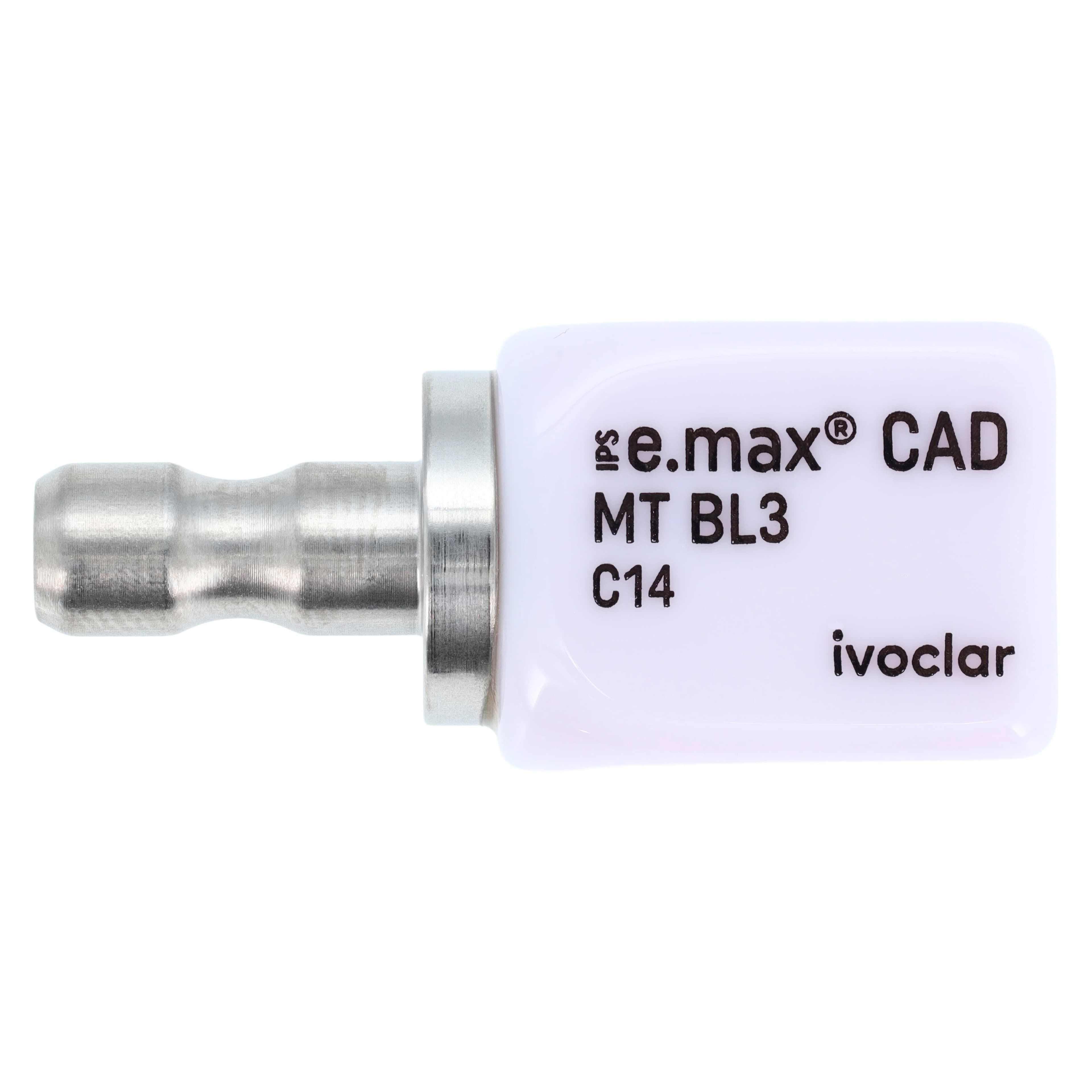 IPS e.max CAD MT (Medium Translucency) Lithium Disilicate Milling Blocks, Shade BL3, Size C14, 5/Box thumbnail 2