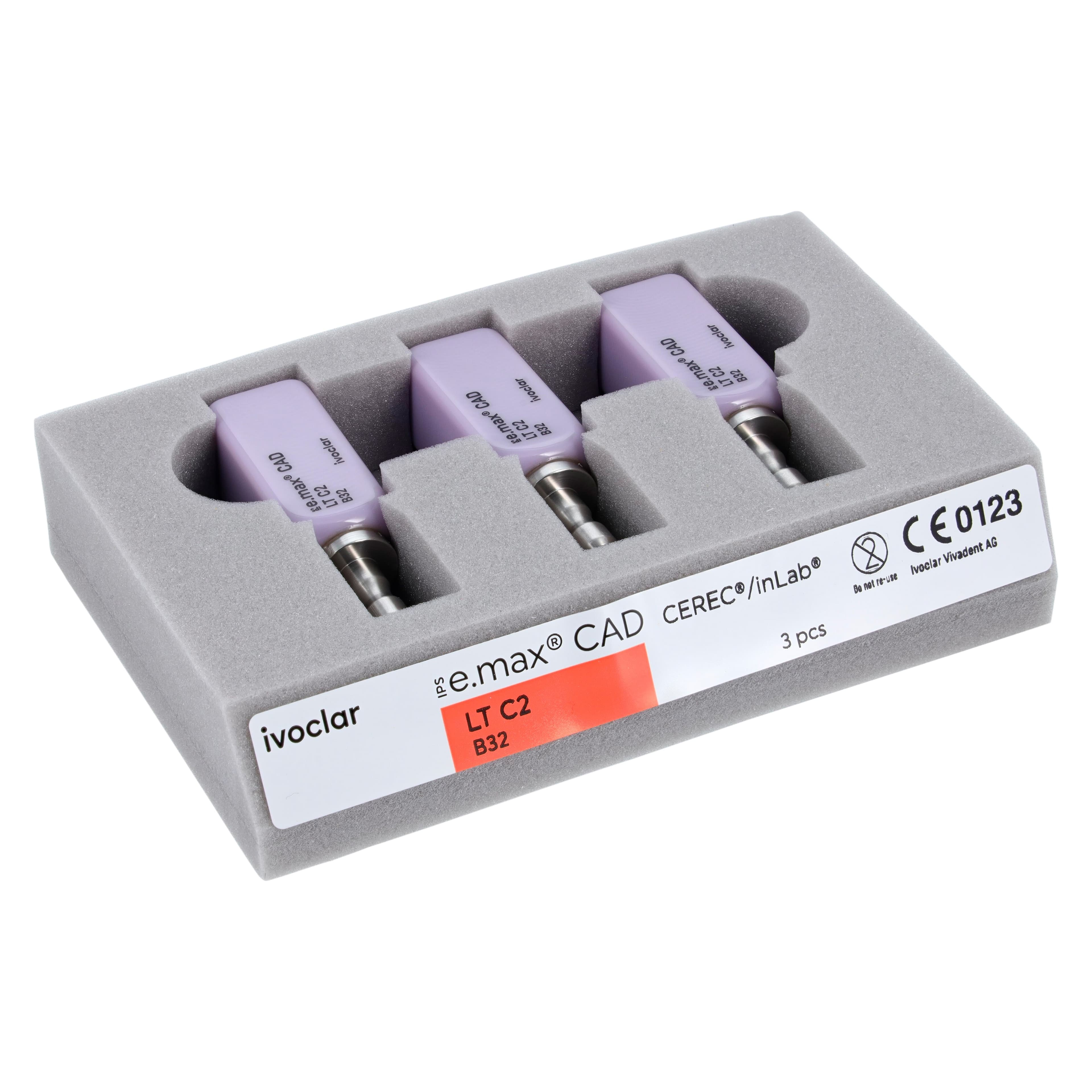 IPS e.max CAD LT (Low Translucency) Lithium Disilicate Milling Blocks, Size B32, Shade C2, 3/Pkg thumbnail 4
