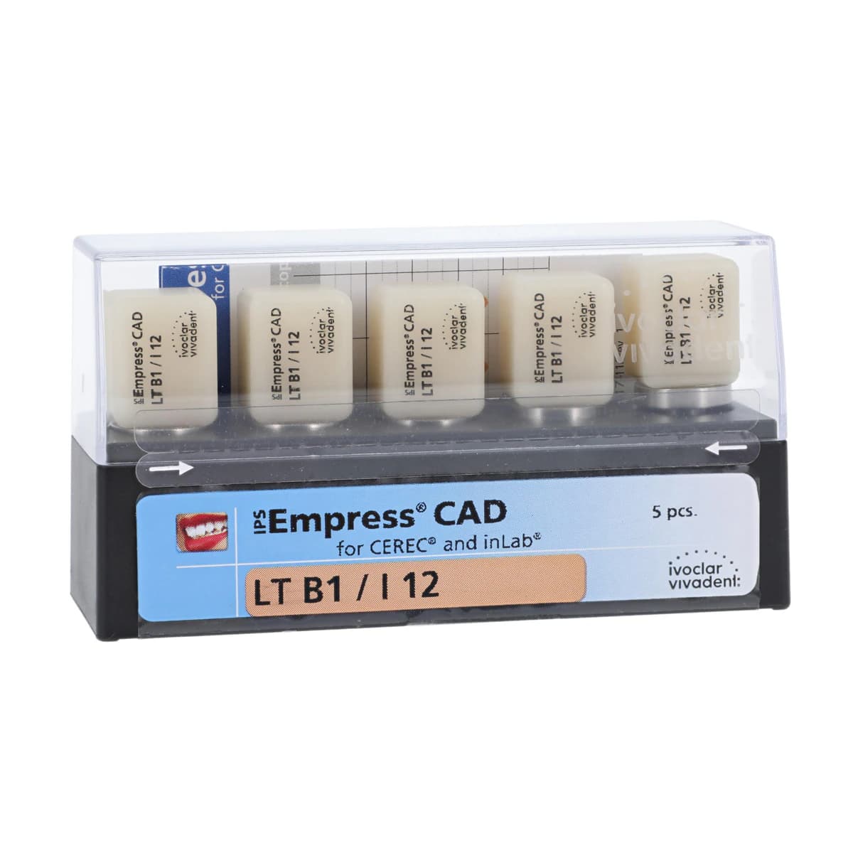 IPS Empress CAD LT I12 Milling Blocks, Low Translucency, Shade B1, 5/Box - IPS Empress CAD LT I12 for CEREC - Image 1
