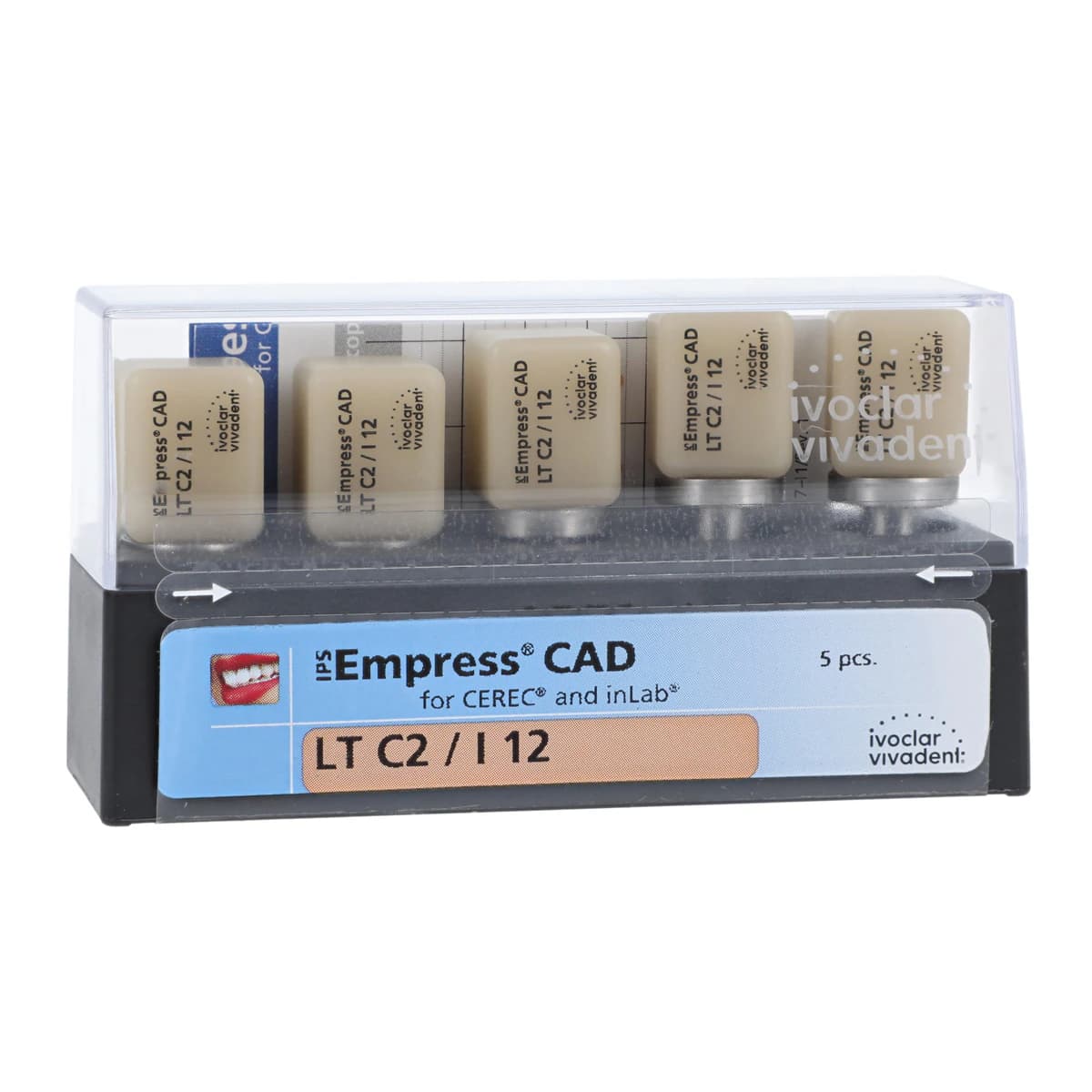 IPS Empress CAD LT Milling Blocks, Shade C2, Size I12, 5/Box - IPS Empress CAD LT I12 for CEREC - Image 1