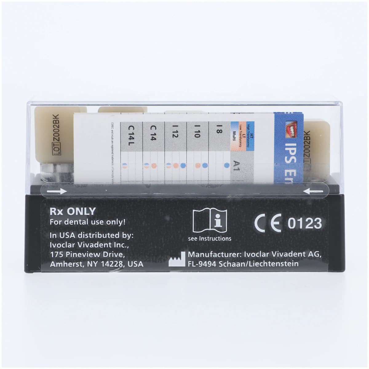 IPS Empress CAD LT I12 for CEREC, Shade BL2, Leucite-Reinforced Glass-Ceramic Milling Blocks, 5/Box thumbnail 2