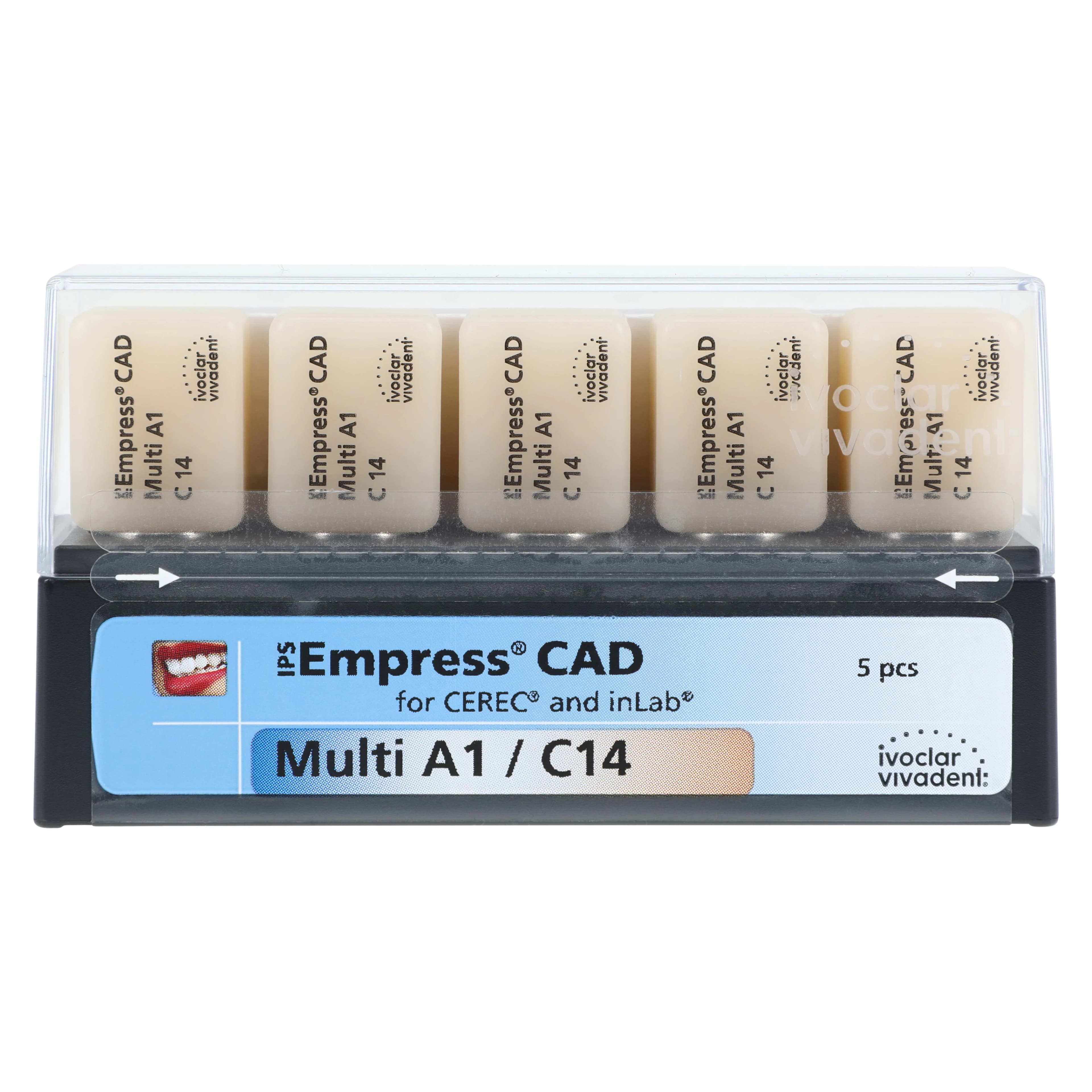 IPS Empress CAD Multi-Chromatic Leucite Glass-Ceramic Milling Blocks, Shade A1, Size C14, for CEREC/inLab, 5/Box thumbnail 5