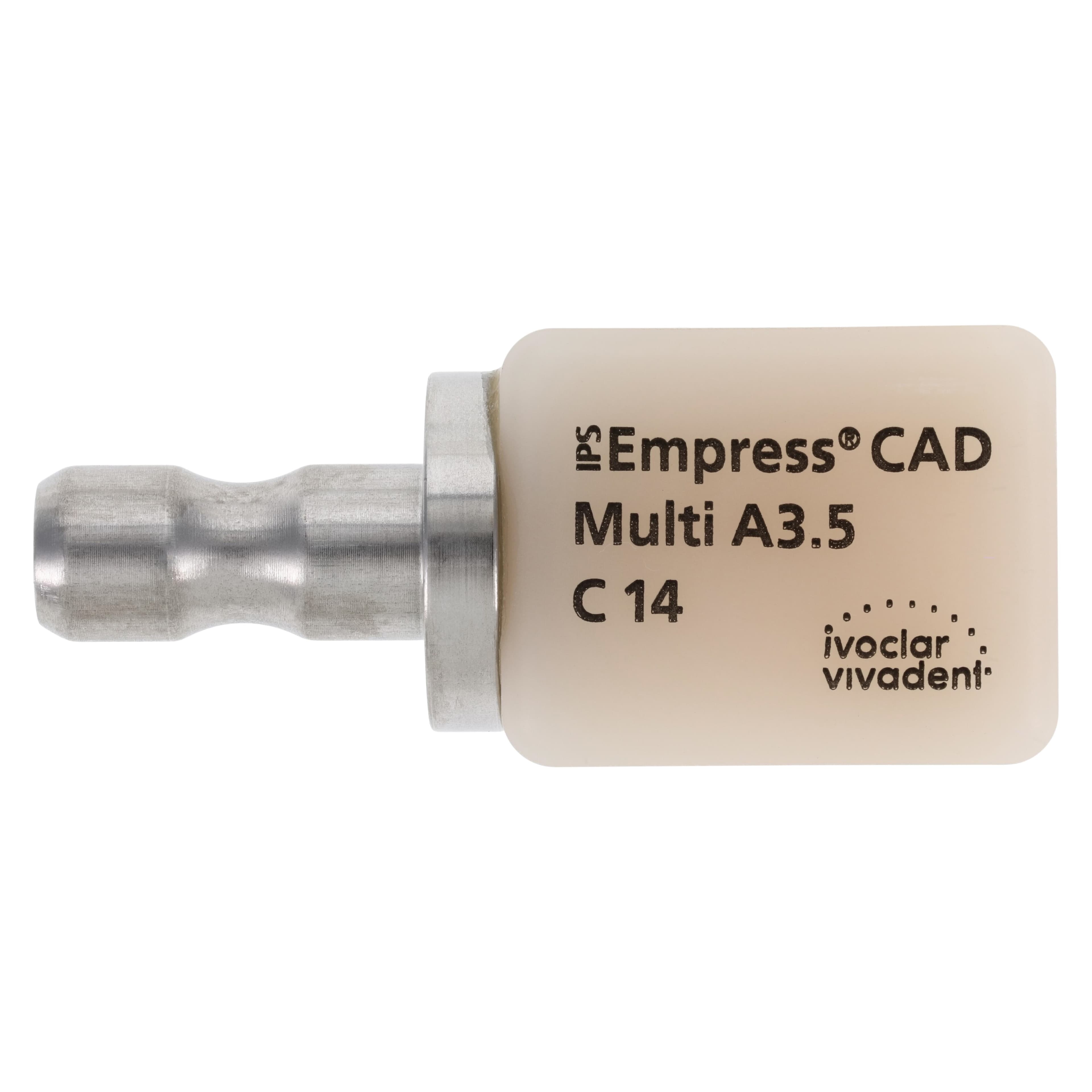 IPS Empress CAD Multi CEREC/inLab Milling Blocks, Leucite Glass-Ceramic, Shade A3.5, Size C14, 5/Box - IPS Empress CAD Multi C14 for CEREC - Image 1