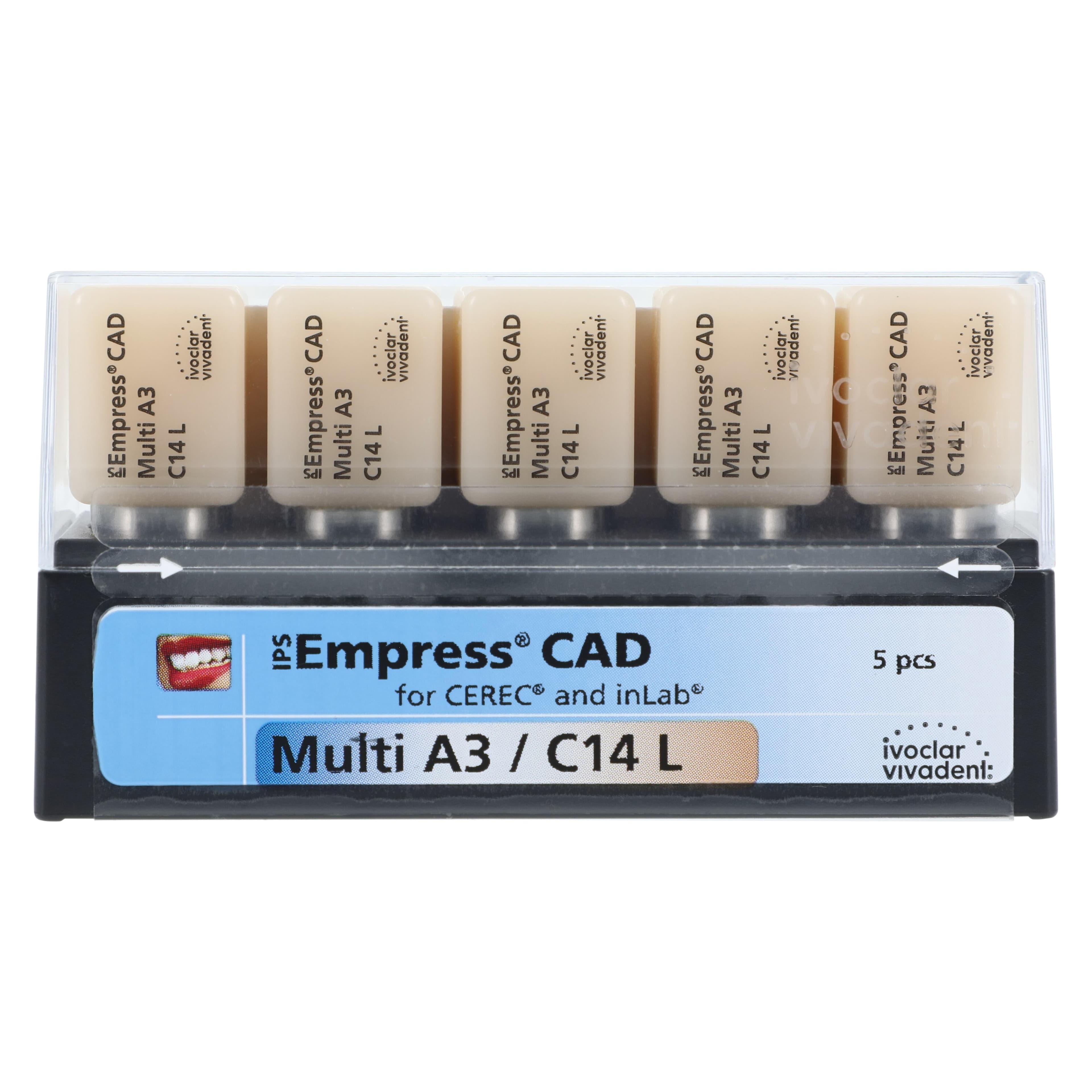 IPS Empress CAD Multi CEREC/inLab Milling Blocks, Shade A3, Size C14L, 5/Box thumbnail 3