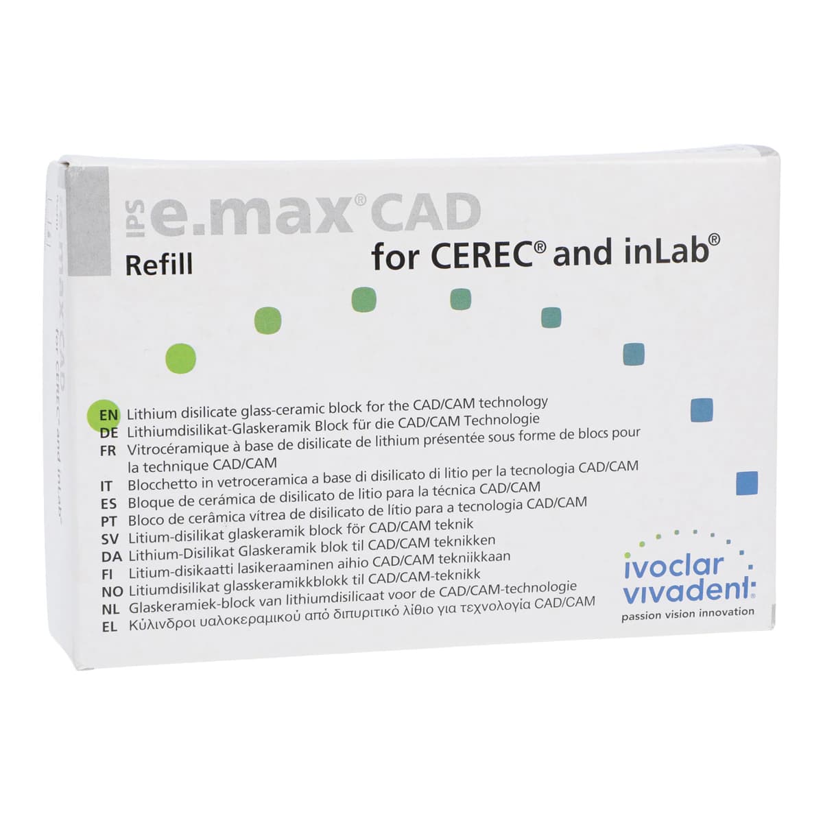 IPS e.max CAD LT A14 (S) Lithium Disilicate Milling Block, Shade D2, Low Translucency, 5/Pkg - IPS e.max® CAD CEREC/inLab LT D2 A14 (S) Box of 5 - Image 1