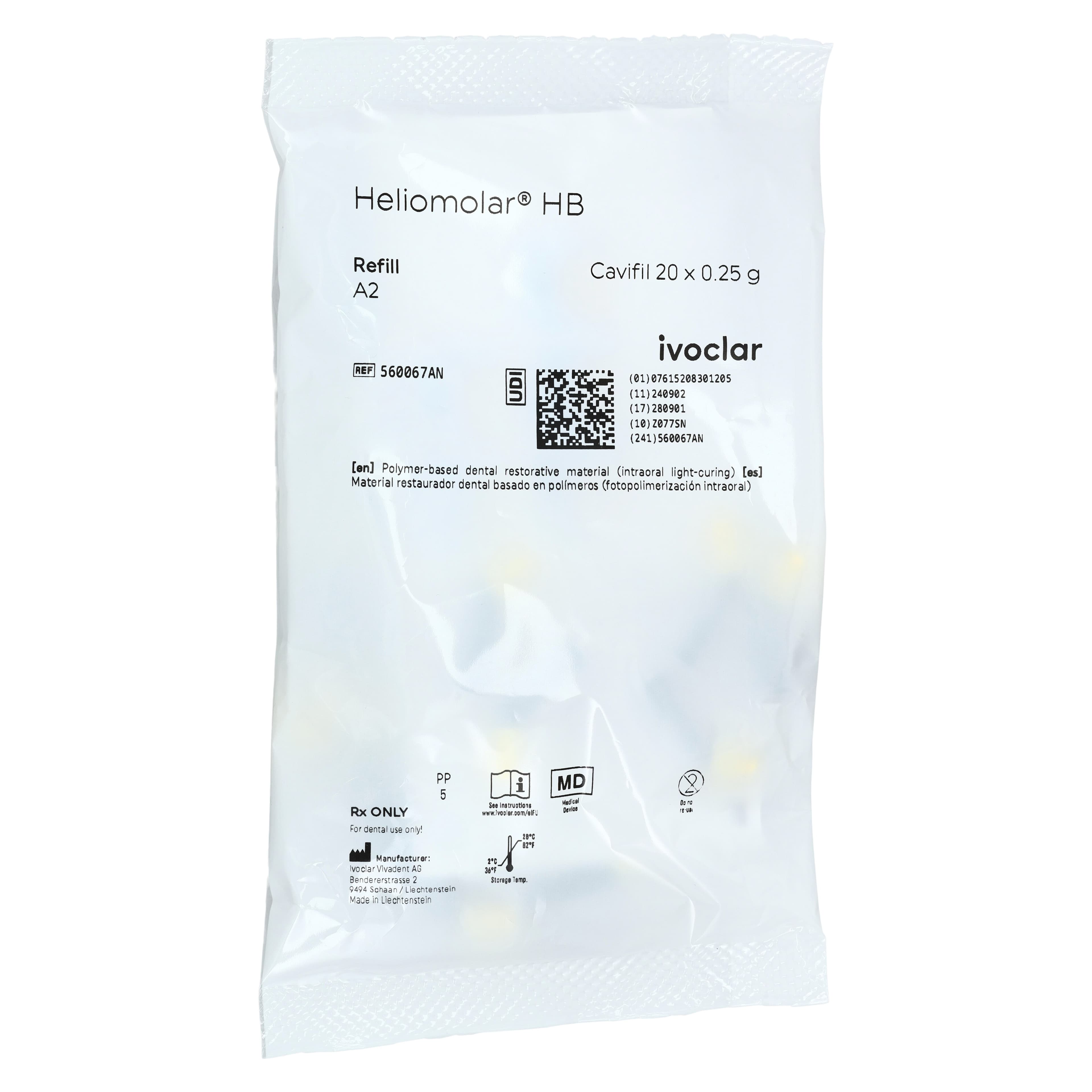 Heliomolar HB Posterior Composite, Shade A2 (140), 0.25 g Cavifil Refill, 20/Box, 560067AN thumbnail 2