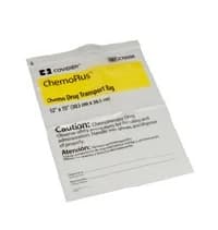 Cardinal Health ChemoPlus Transport Bag, 4 mil, 12" x 15", Clear/Yellow Zip Closure, Non-Sterile, 250/Case - Bag Safelock Chemo White - Image 1