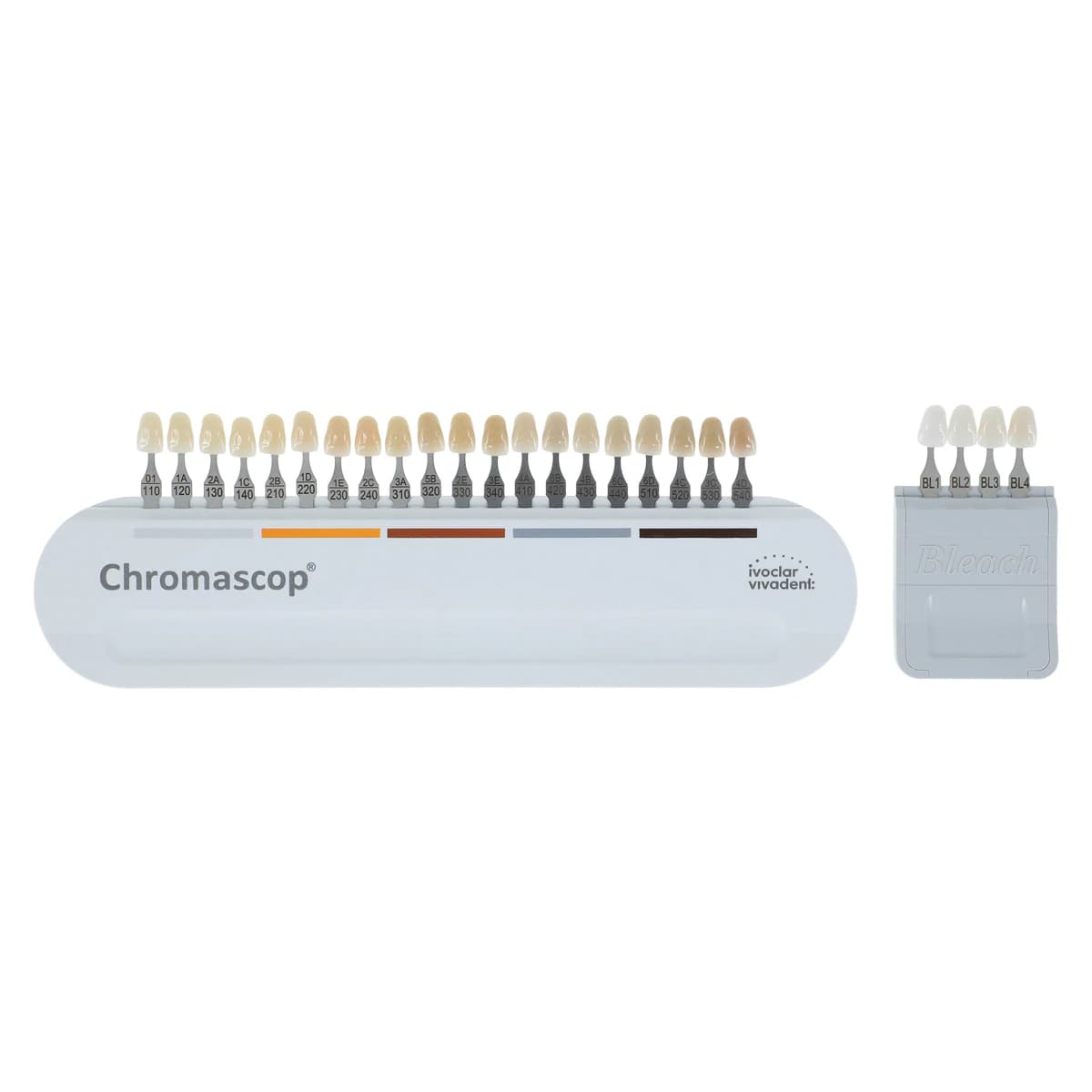 Ivoclar Vivadent Chromascop Shade Guide with Bleach, Universal, 20 Color + 4 Bleach Shades, 529479 - CHROMASCOP SHADE GUIDE - Image 1