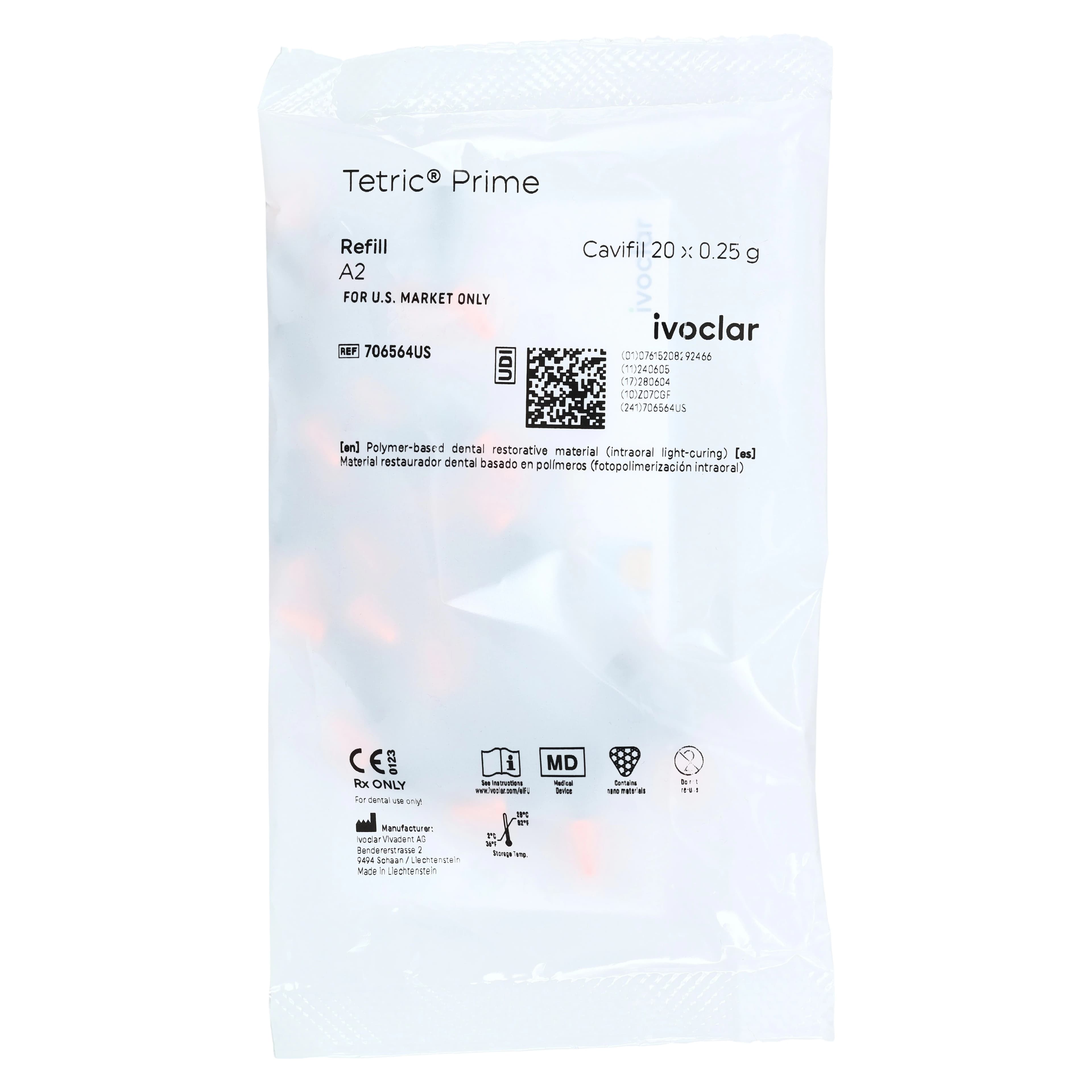 Tetric Prime Universal Composite Restorative Refill, Cavifil, Shade A2, 0.25 g, 20/Pkg, 706564US thumbnail 2