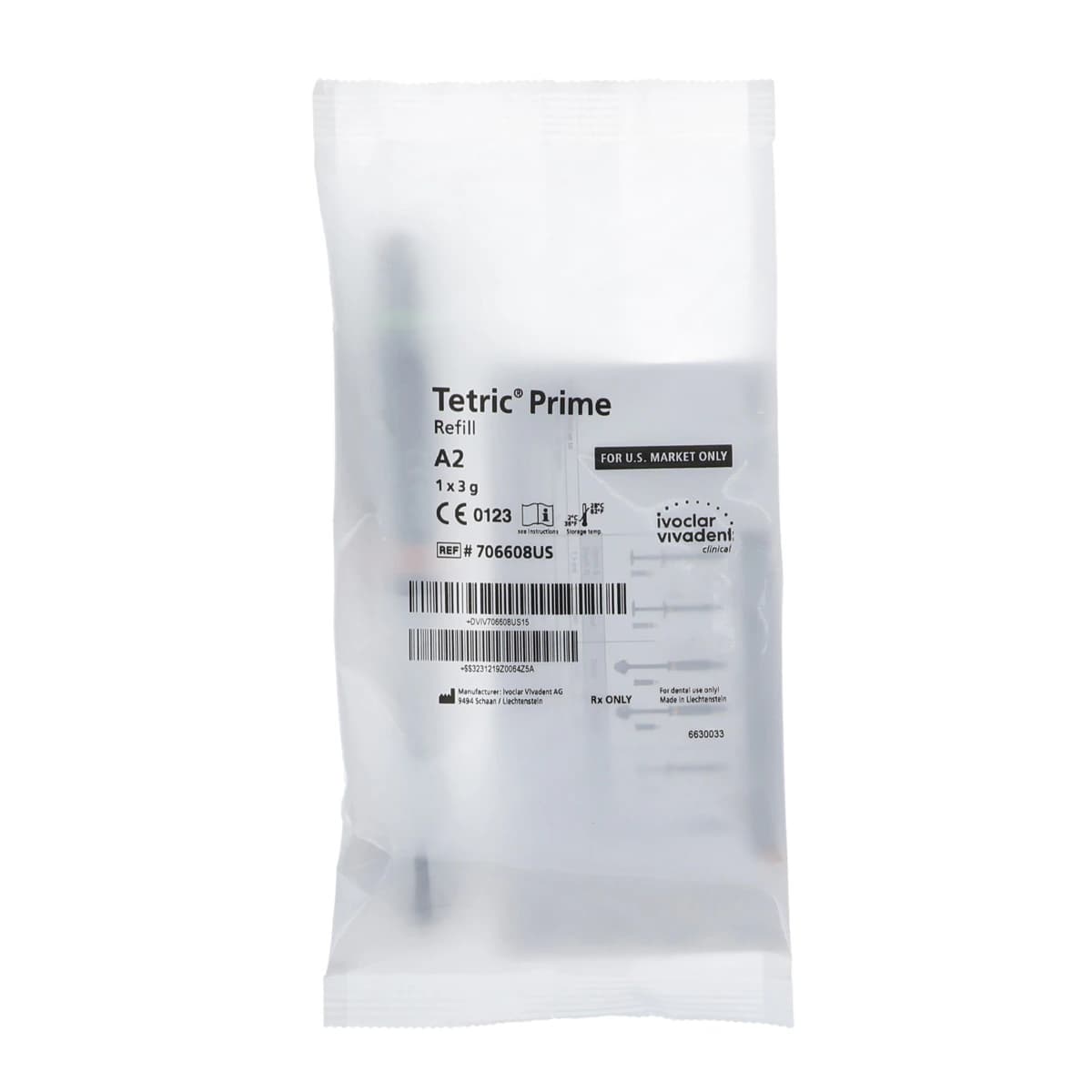 Tetric Prime Universal Composite Syringe Refill, Shade A2, 3 g, 706608WW - Tetric Prime 3 gm Syringe Refill, Shade A2, 1/Pk - Image 1