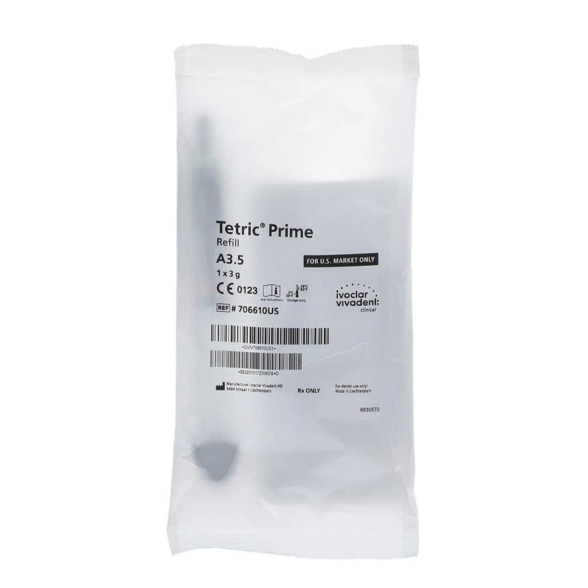 Ivoclar Tetric Prime Universal Composite Syringe Refill, Shade A3.5, 3g, 1/Pk, 706610WW - Tetric Prime 3 gm Syringe Refill, Shade A3.5, 1/Pk - Image 1