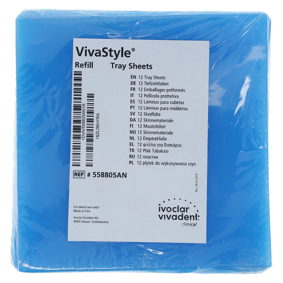 VivaStyle® Tray Sheets Refill, 0.040" EVA, 12/Pack, 558805AN - VivaStyle&reg; Take-Home Teeth Whitening Kit - Tray Sheets - Image 1