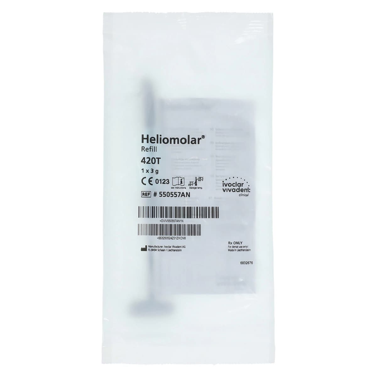 Heliomolar Light-Cured Universal Microfilled Composite Syringe Refill, Shade 420T/GE, 3g, 550557AN - Heliomolar 420T 3g Syringe Refill - Image 1