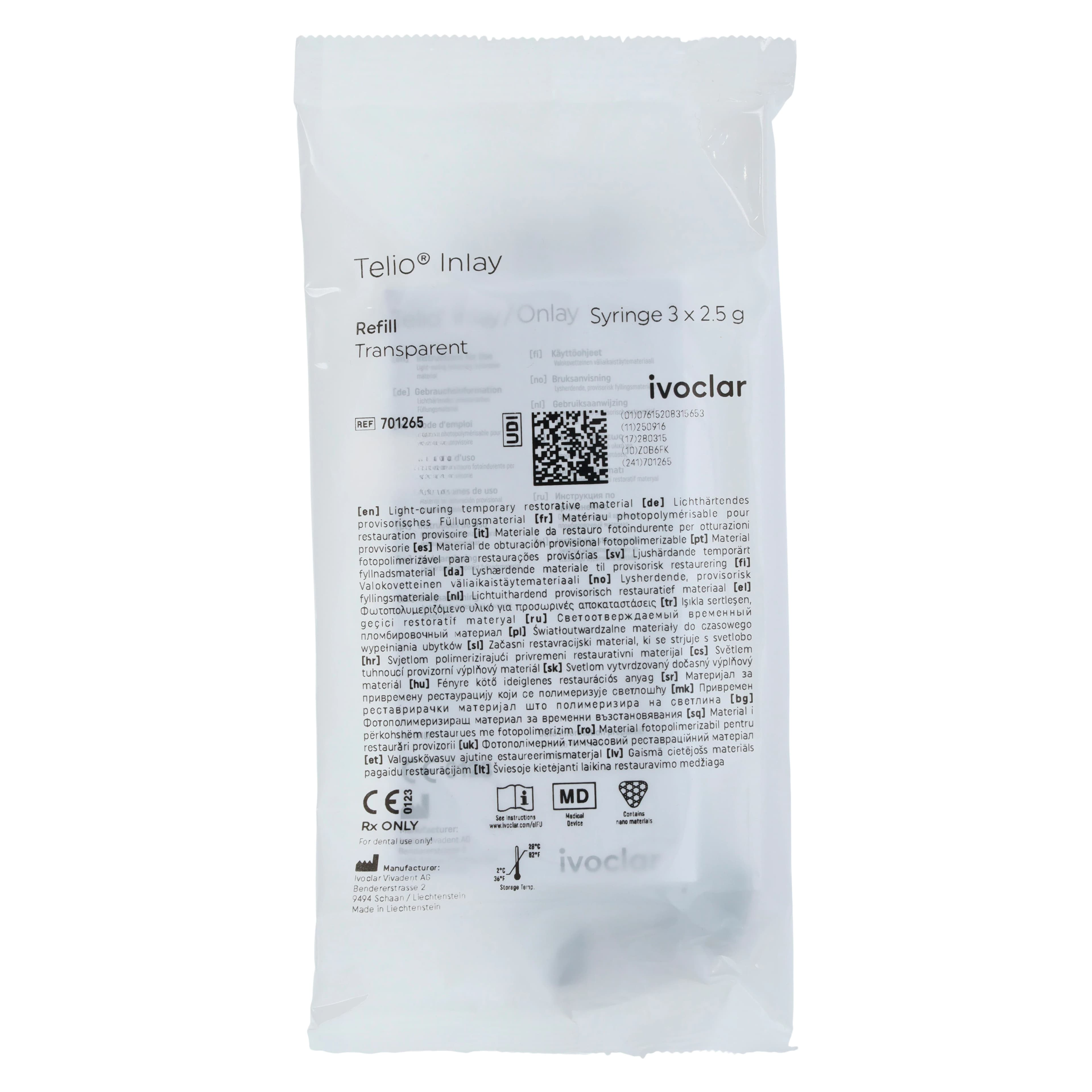 Telio CS Inlay Light-Cured Temporary Filling Material Syringe Refill, Transparent, 2.5 g, Pack of 3, 701265 thumbnail 2