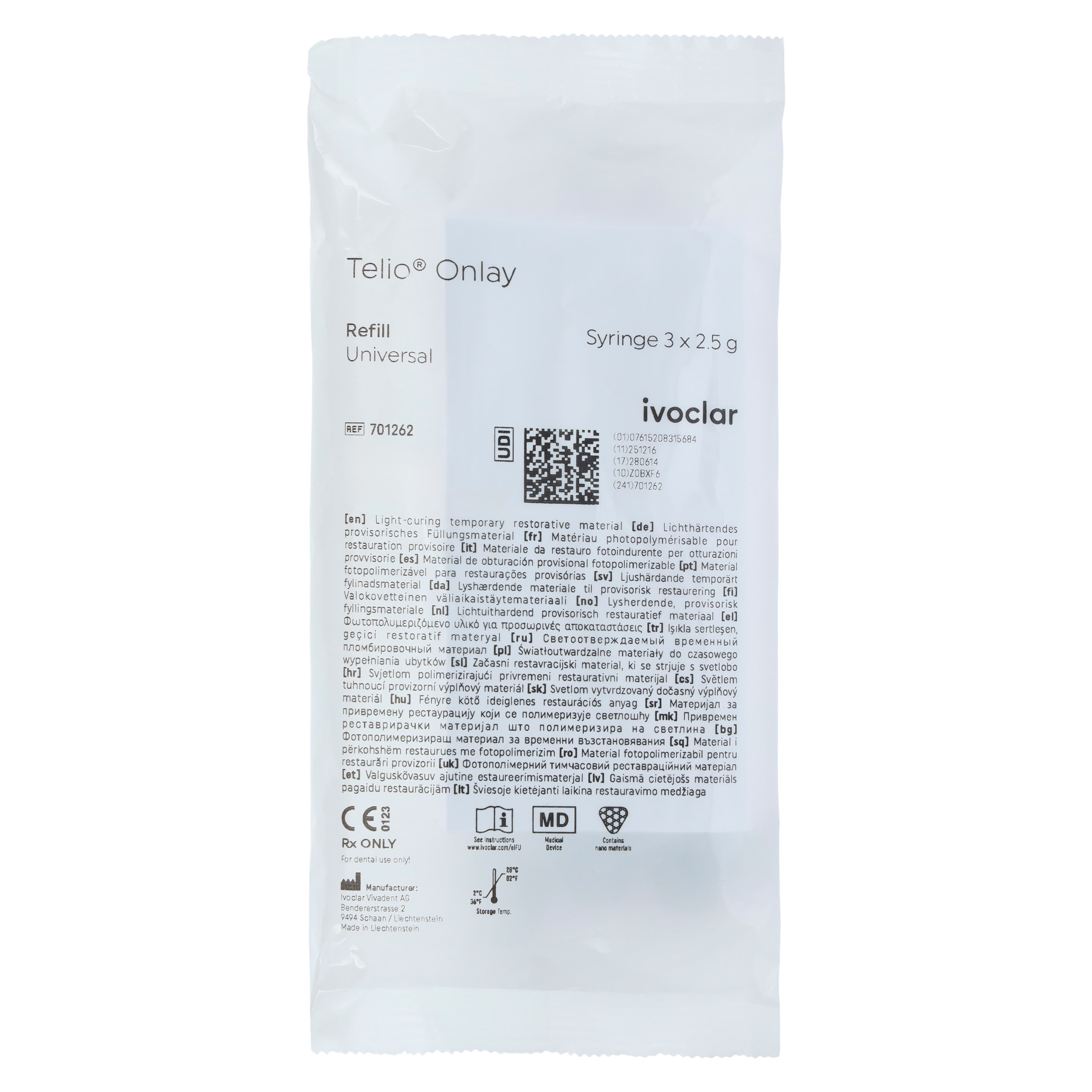 Telio CS Onlay Syringe Refill, Universal Shade, 2.5 g, 3/Pkg, 701262 thumbnail 2