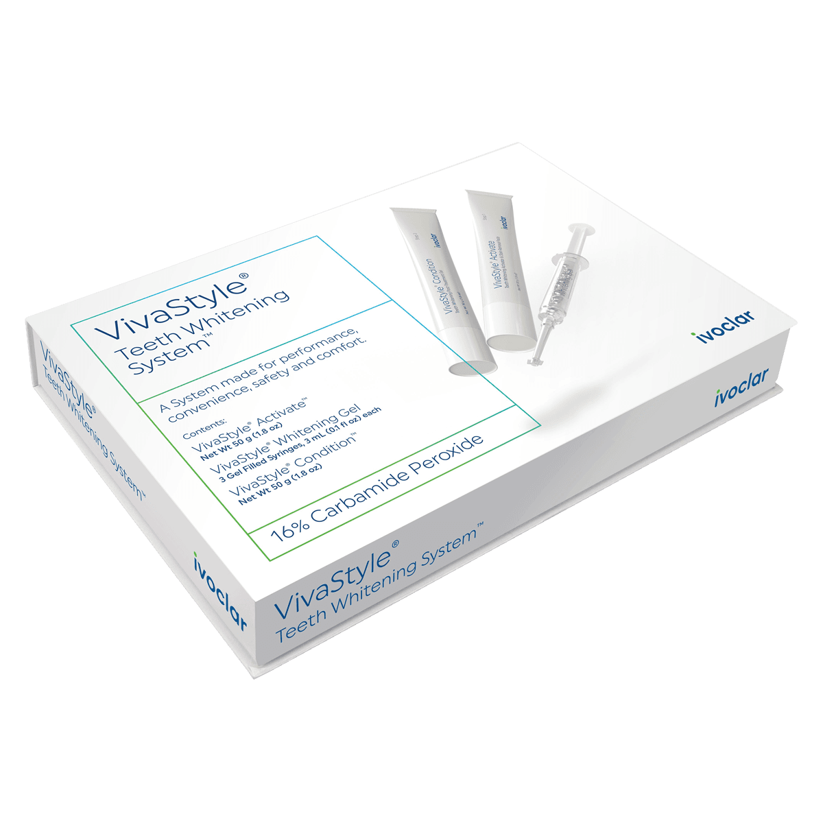 VivaStyle Take-Home Teeth Whitening System Kit, 16% Carbamide Peroxide, 3 x 3 mL Syringes, 755870 - VivaStyle Whitening System 16% Kit - Image 1
