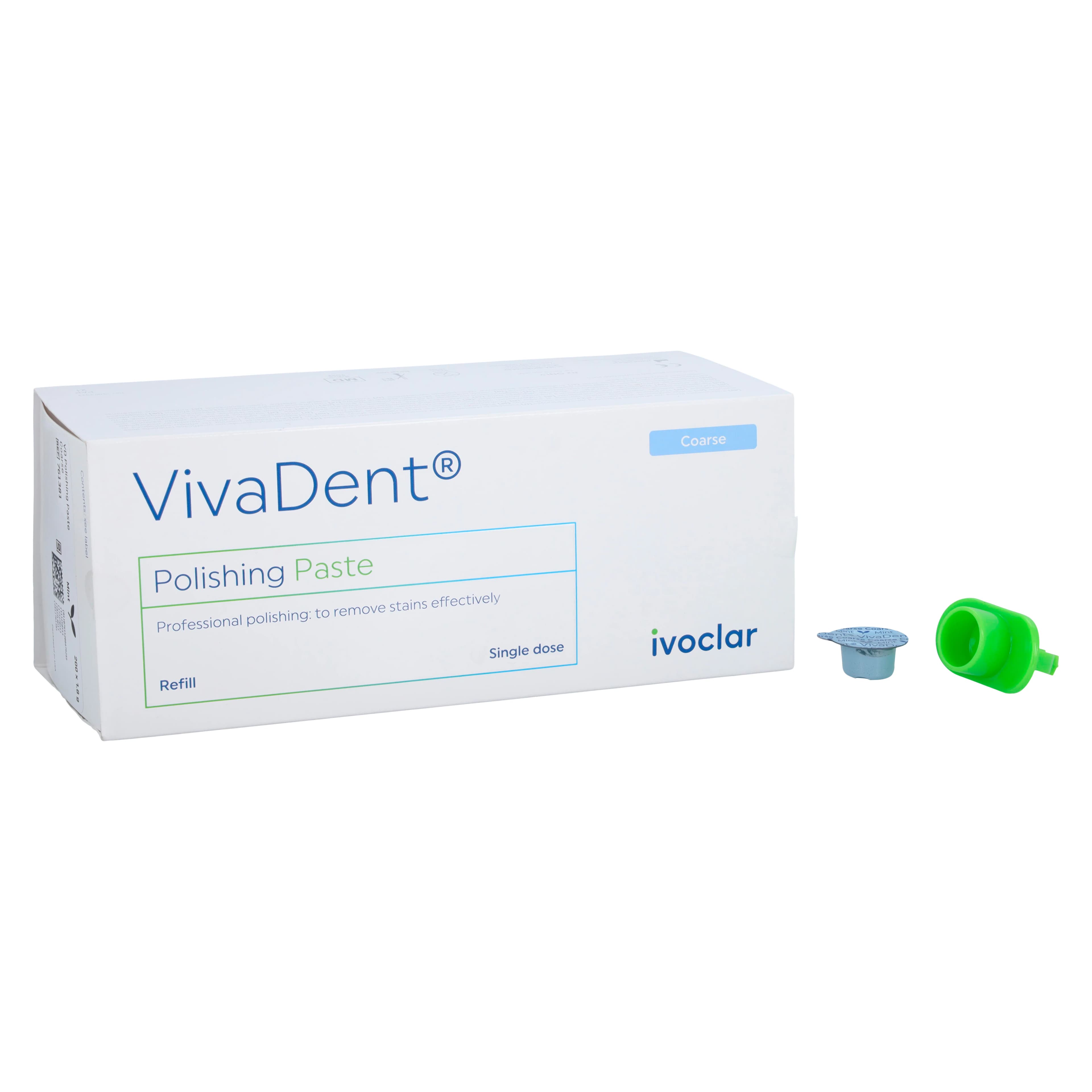 VivaDent Polishing Paste, Coarse Grit, Mint, Single-Use Cups, 1.8 g, 200/Box, 761381 - Coarse, Single Dose, 1.8g, 200/Box, Mint, 761381 - Image 1