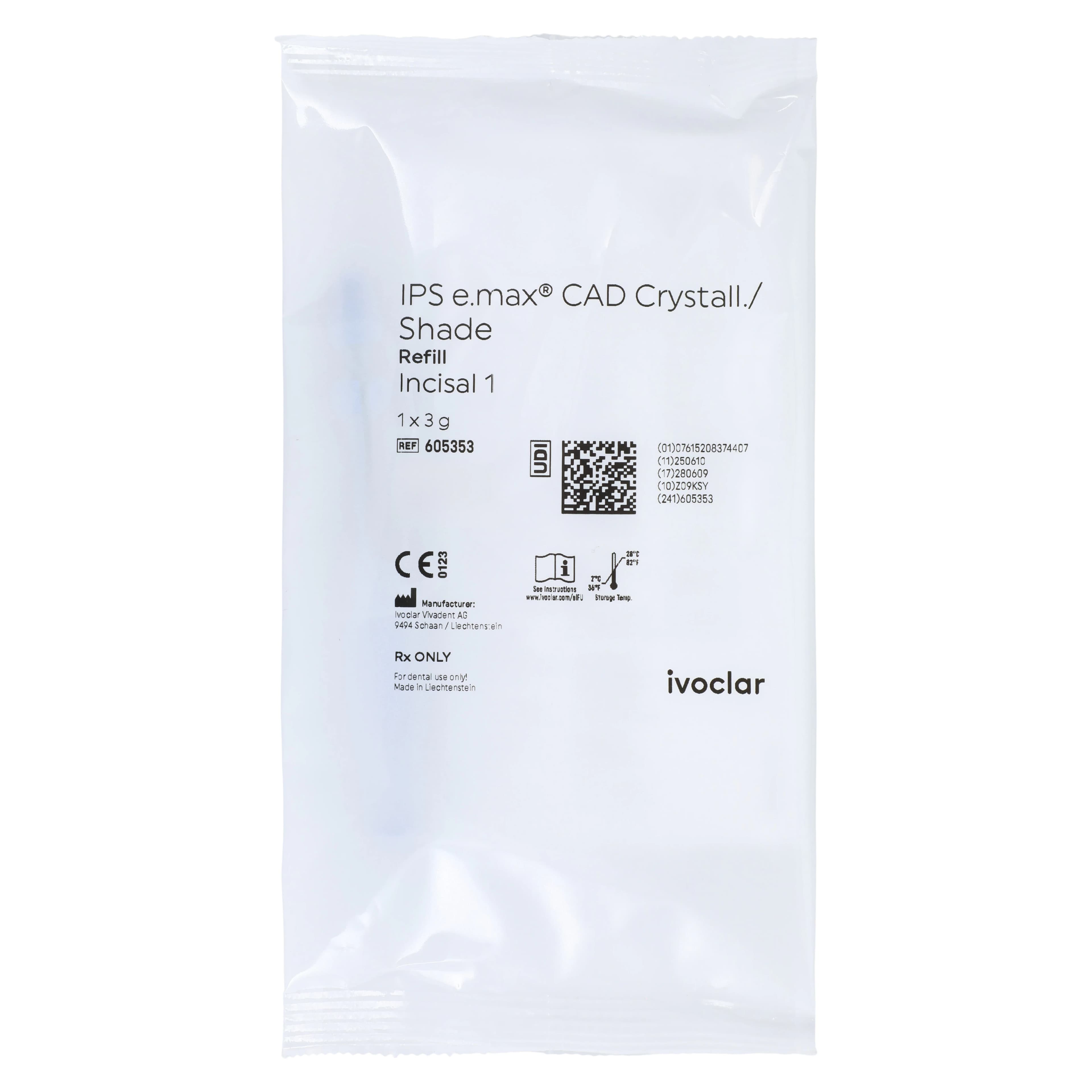 IPS e.max CAD Crystall./Shade Syringe Refill, Shade I1, 3g - IPS e.max CAD Crystall./Shade 3g I1 - Image 1